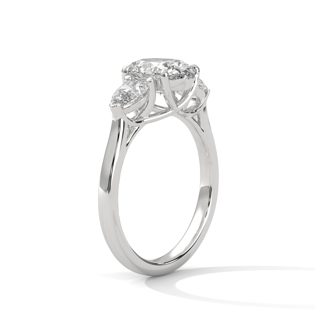 Rose Gold Oval Cut Three Stone Pear Side Engagement & Anniversary Ring