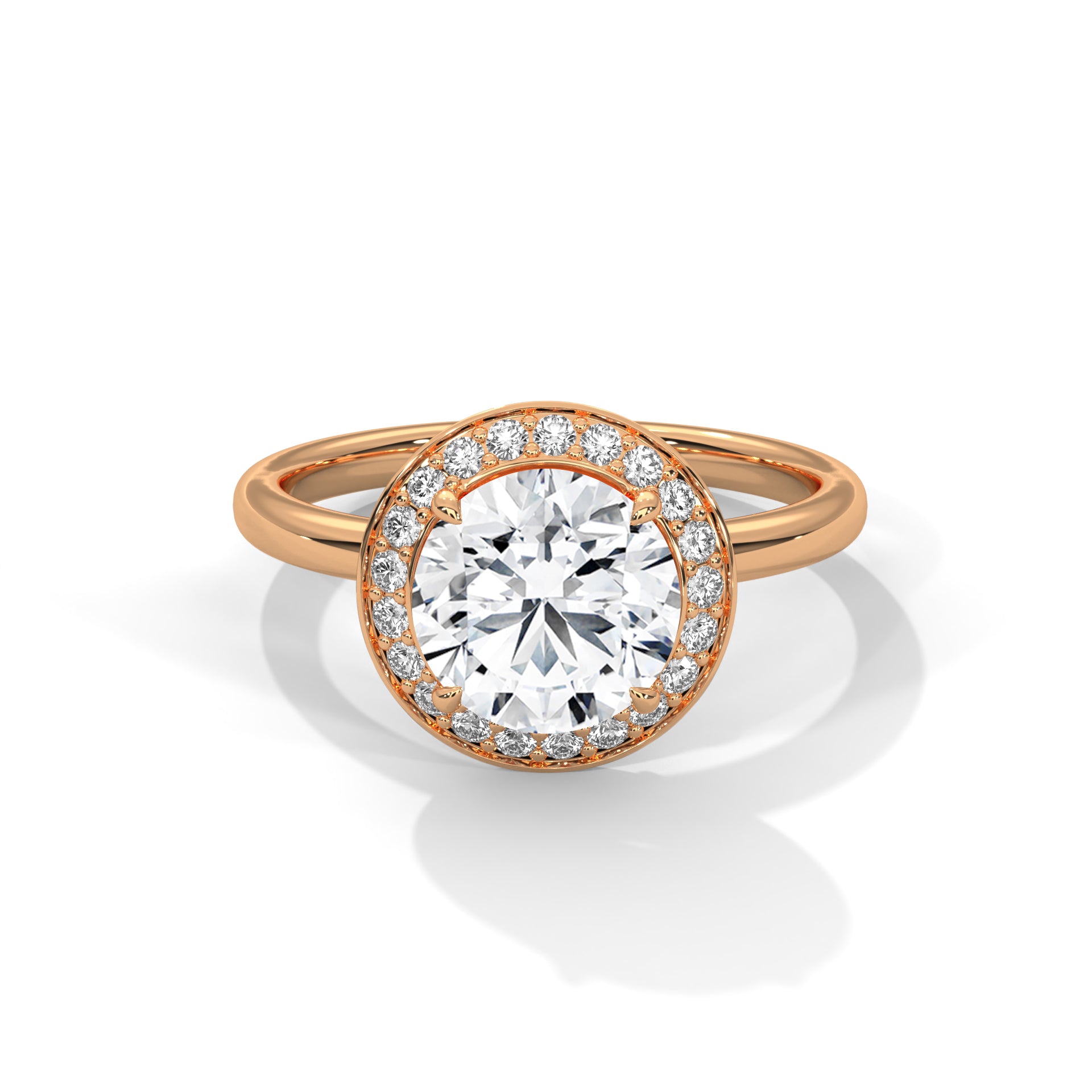Rose Gold Oval Cut Halo Solitaire Engagement & Anniversary Ring