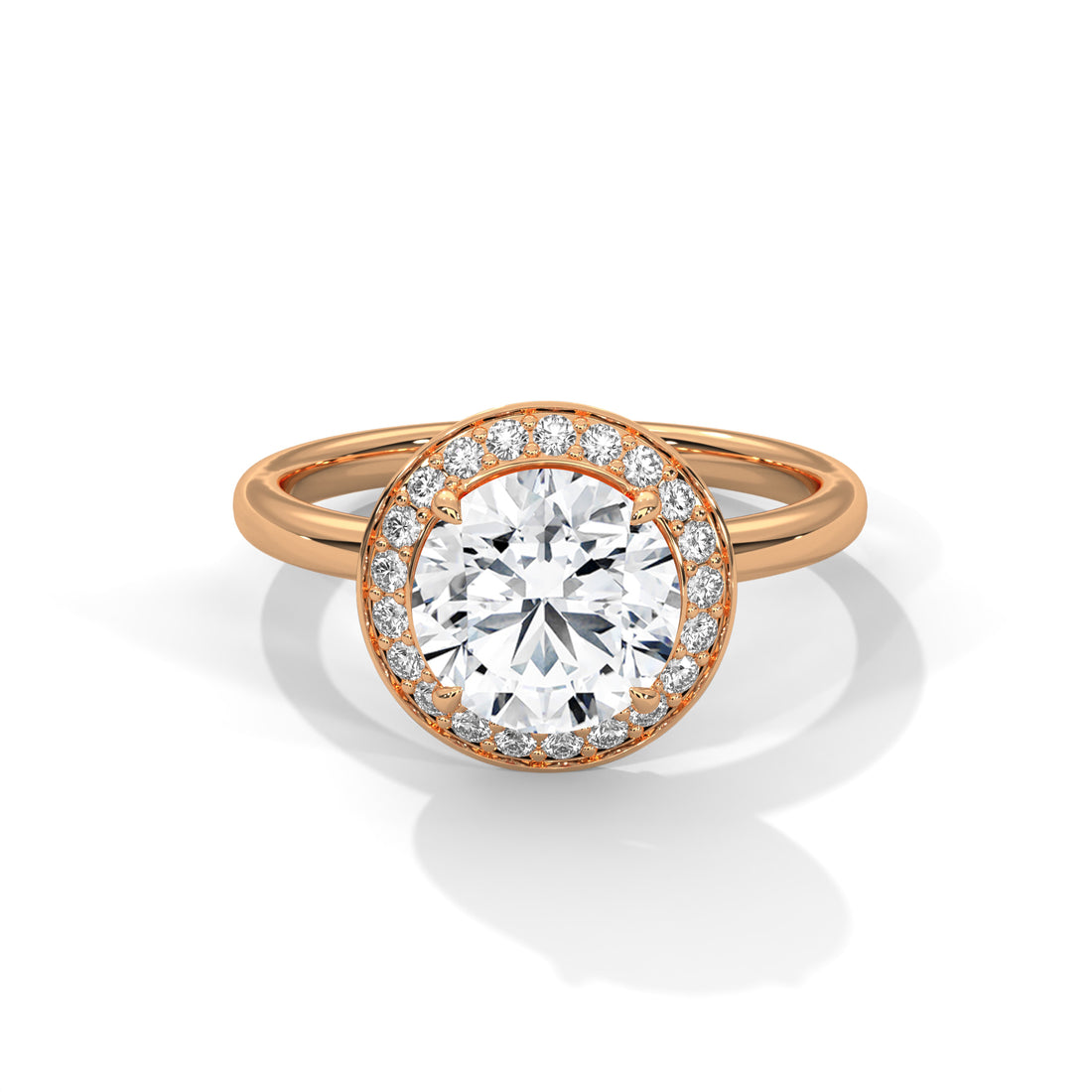 Rose Gold Oval Cut Halo Solitaire Engagement & Anniversary Ring
