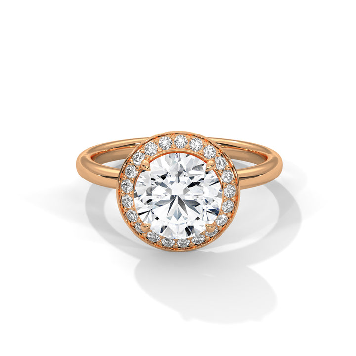 Rose Gold Oval Cut Halo Solitaire Engagement & Anniversary Ring