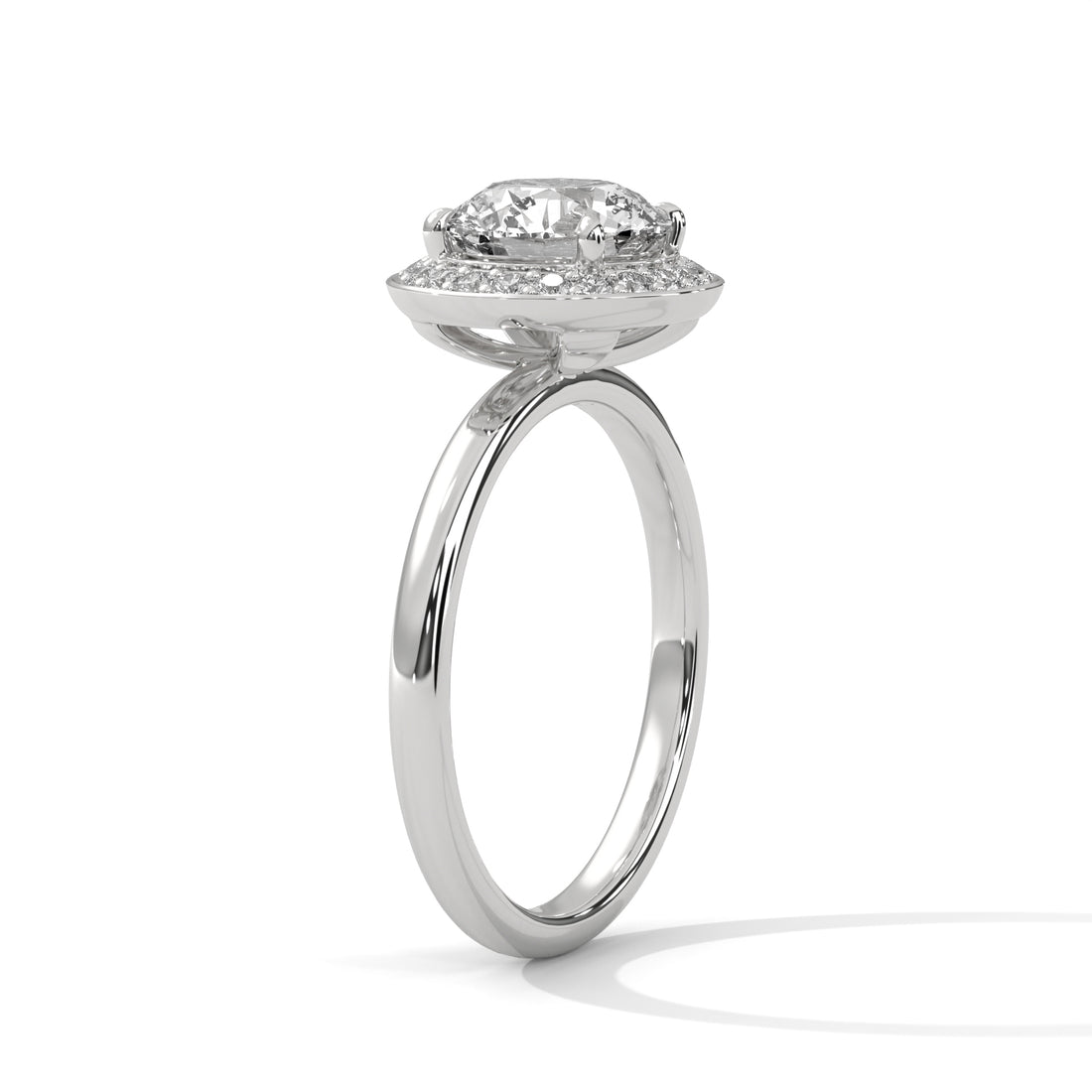 Rose Gold Oval Cut Halo Solitaire Engagement & Anniversary Ring