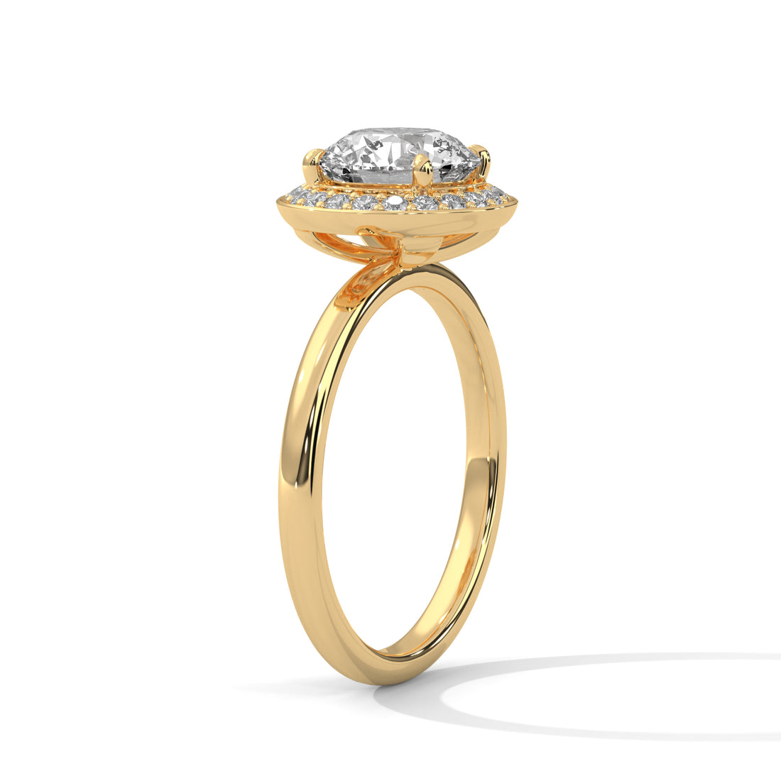 Rose Gold Oval Cut Halo Solitaire Engagement & Anniversary Ring