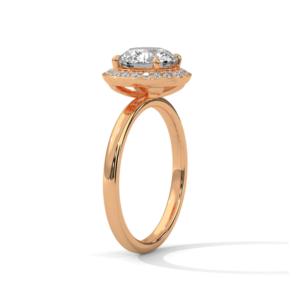 Rose Gold Oval Cut Halo Solitaire Engagement & Anniversary Ring