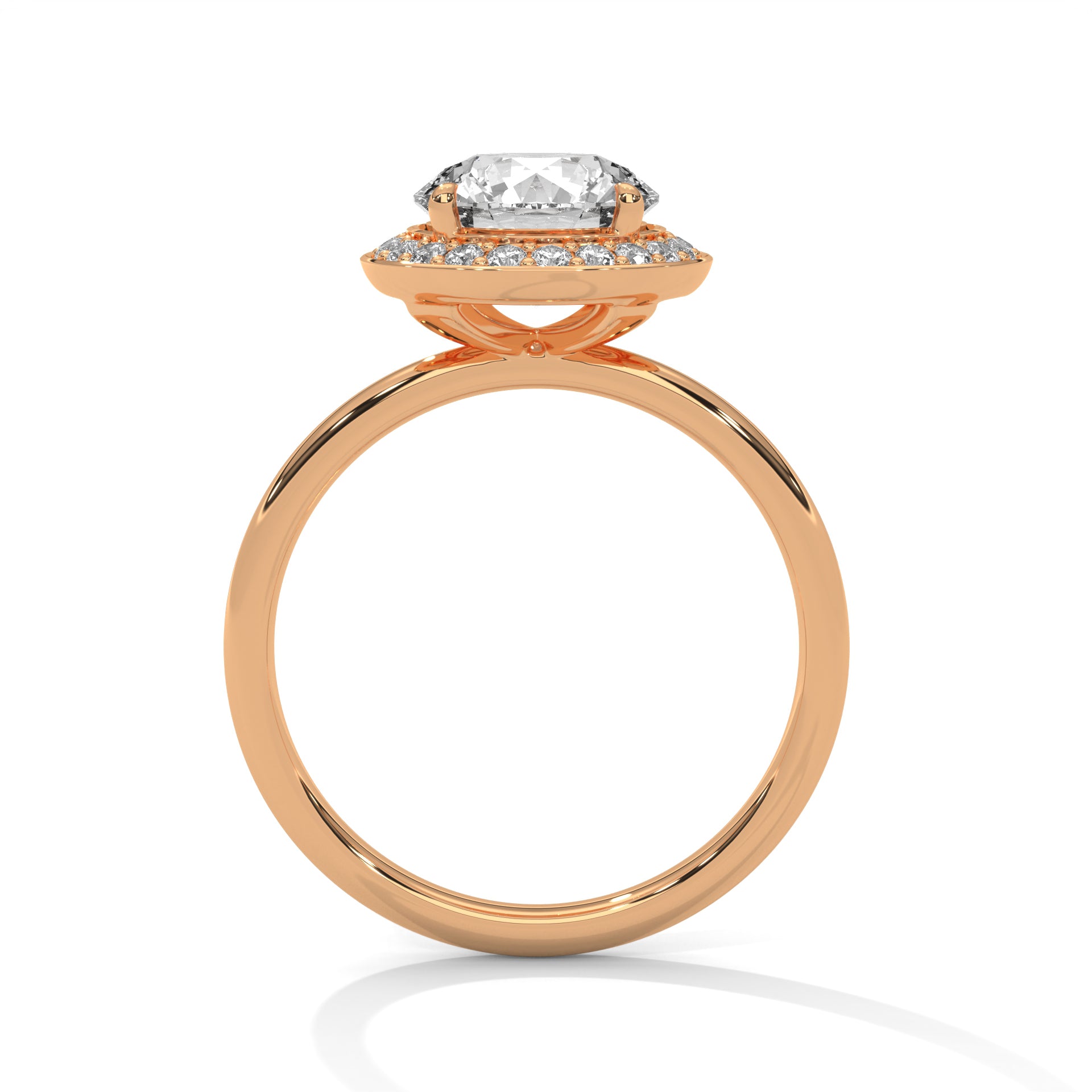 Rose Gold Oval Cut Halo Solitaire Engagement & Anniversary Ring