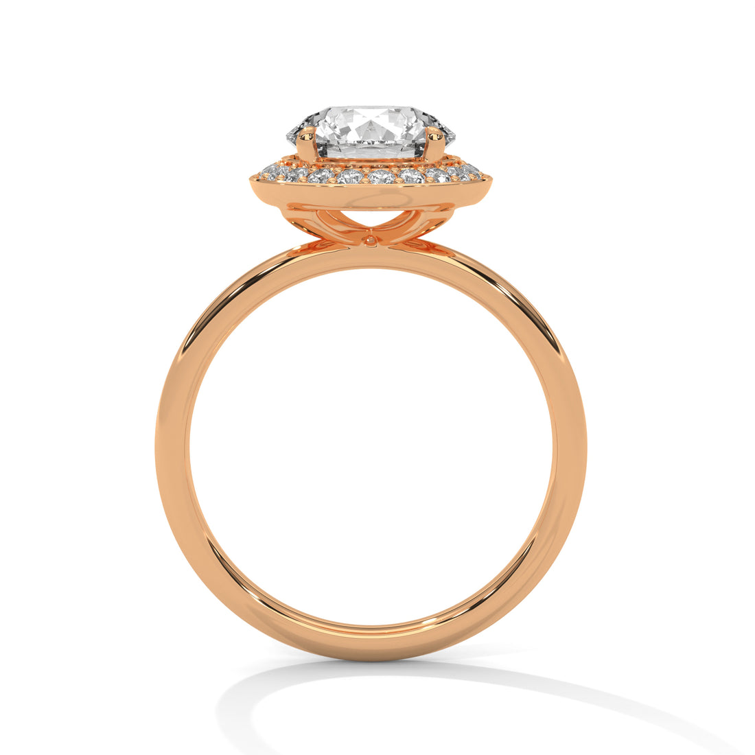 Rose Gold Oval Cut Halo Solitaire Engagement & Anniversary Ring