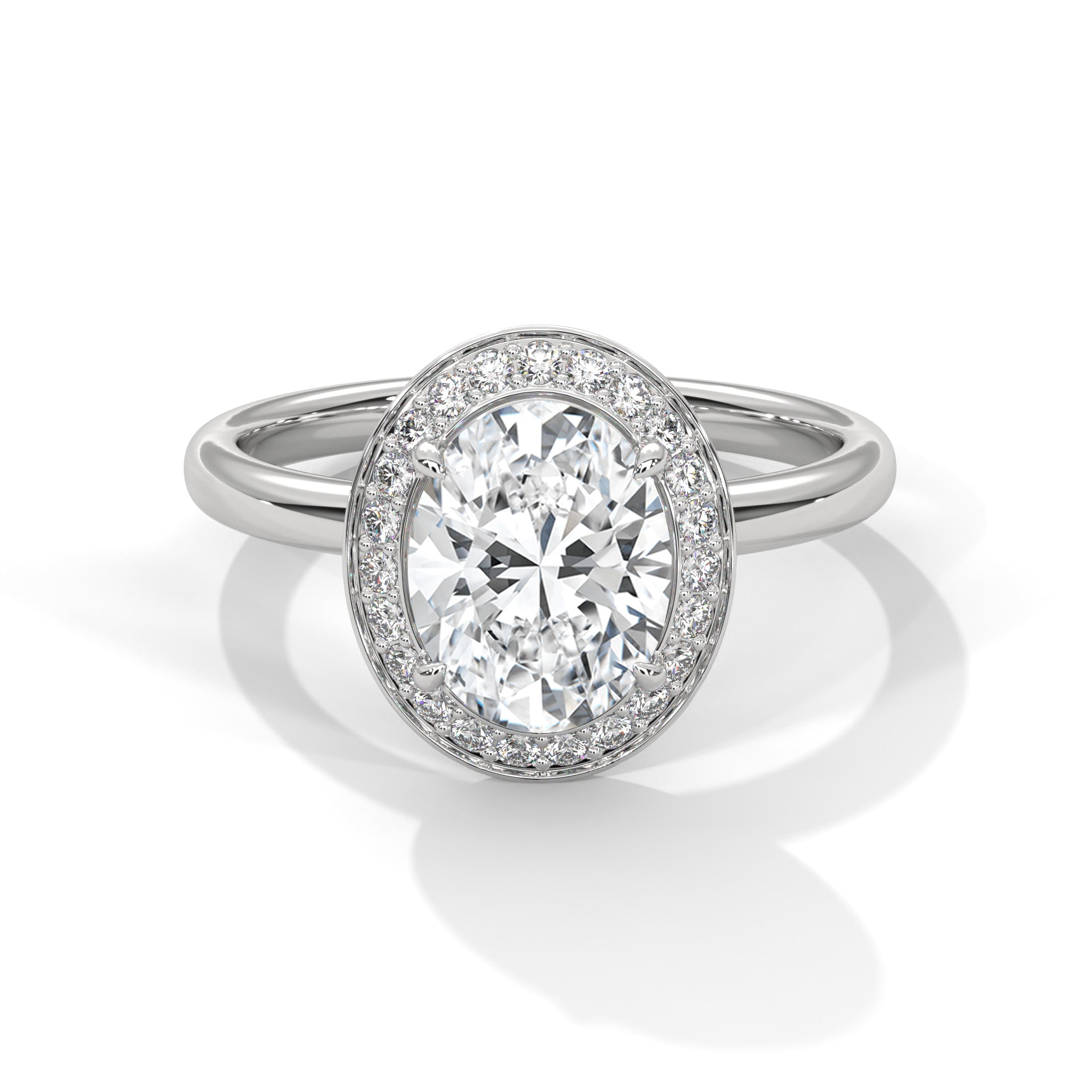 Rose Gold Oval Cut Pavé Halo Solitaire Engagement & Anniversary Ring