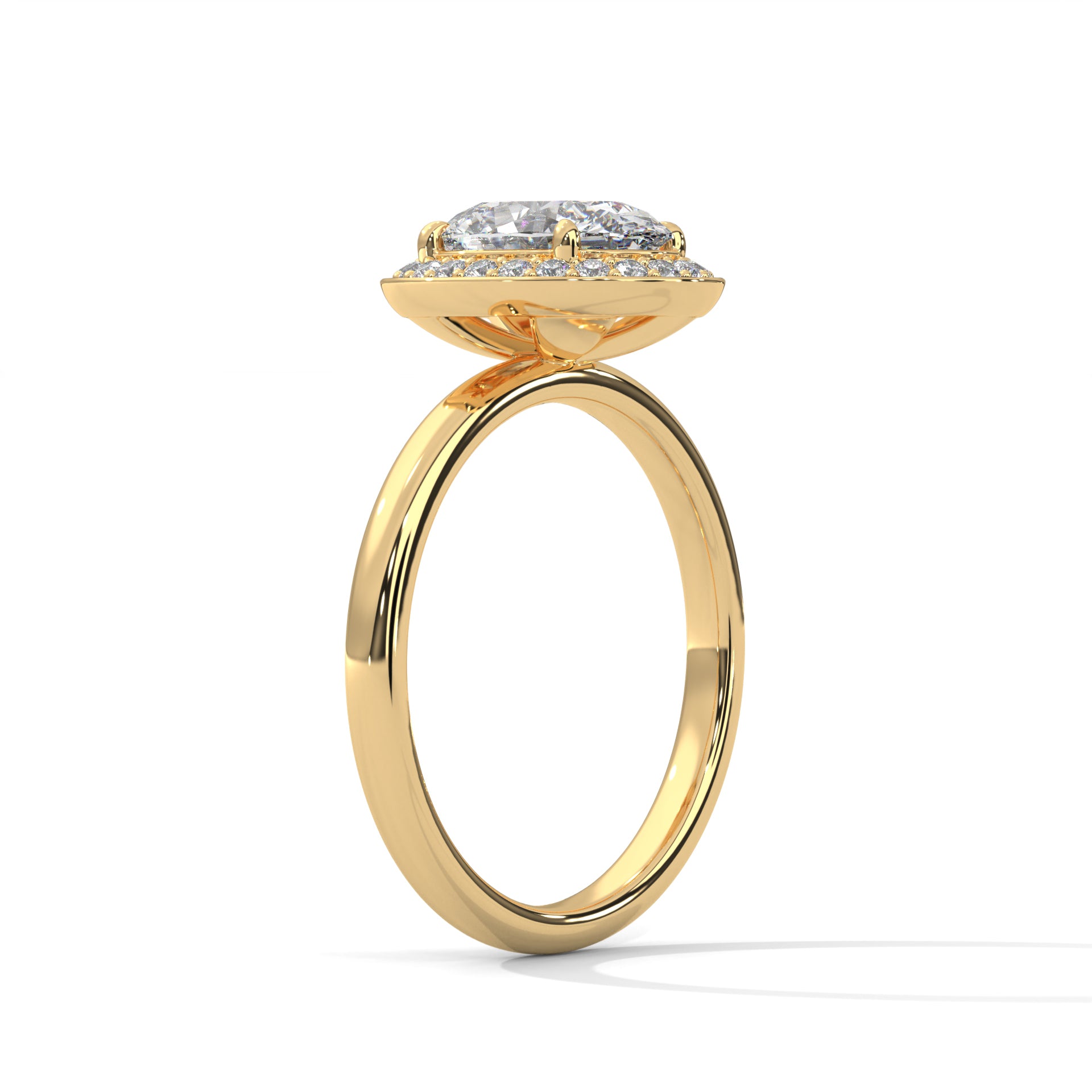 Rose Gold Oval Cut Pavé Halo Solitaire Engagement & Anniversary Ring