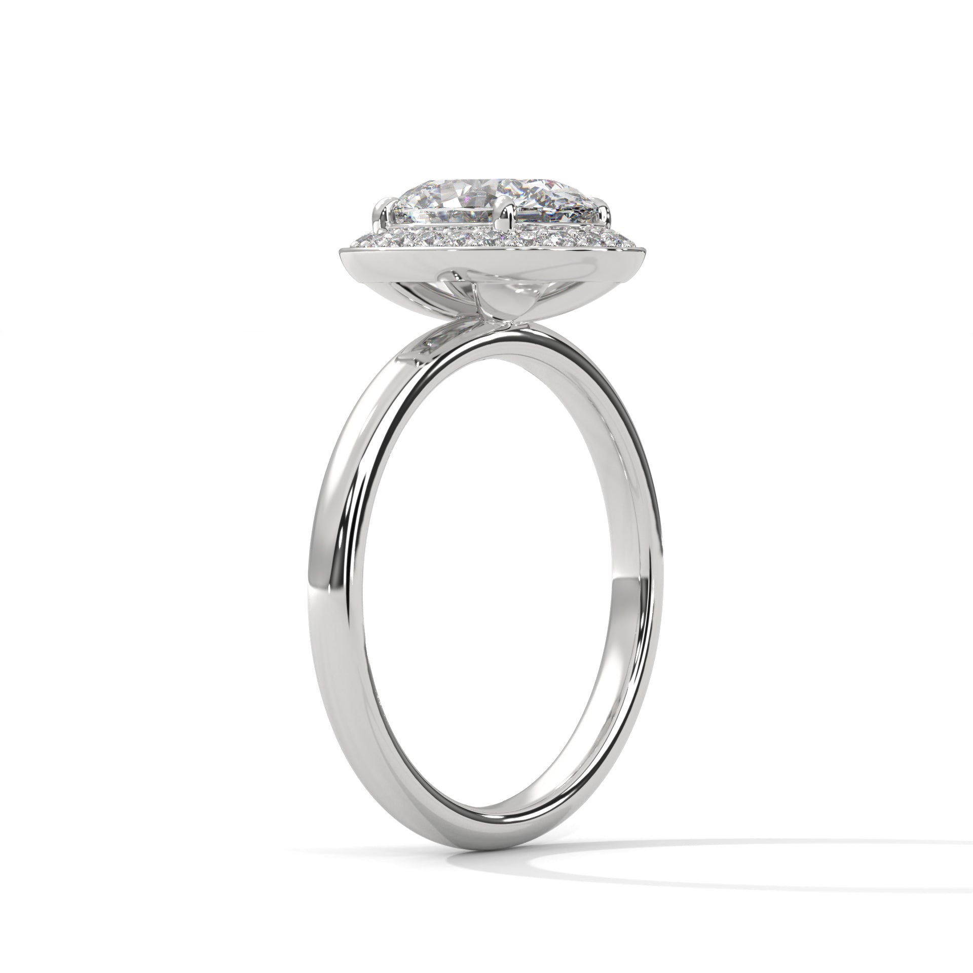 Rose Gold Oval Cut Pavé Halo Solitaire Engagement & Anniversary Ring