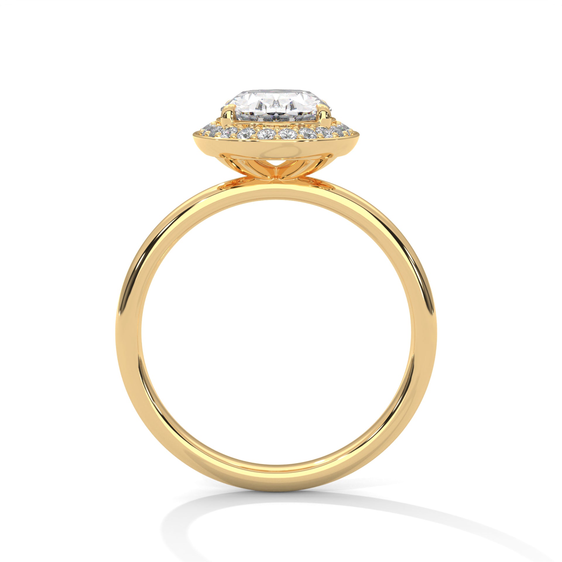 Rose Gold Oval Cut Pavé Halo Solitaire Engagement & Anniversary Ring