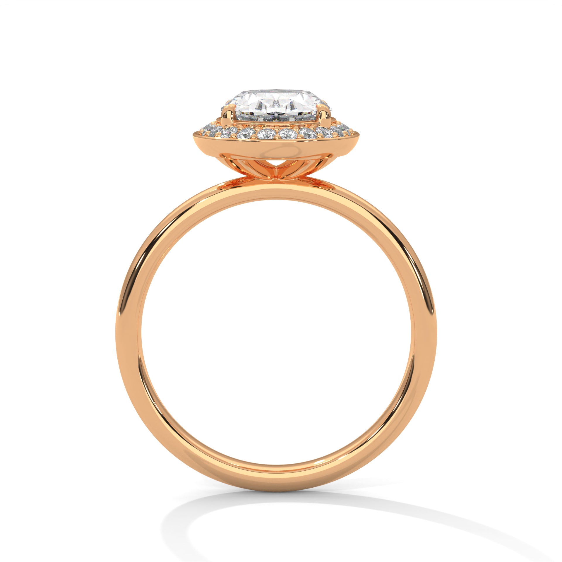 Rose Gold Oval Cut Pavé Halo Solitaire Engagement & Anniversary Ring