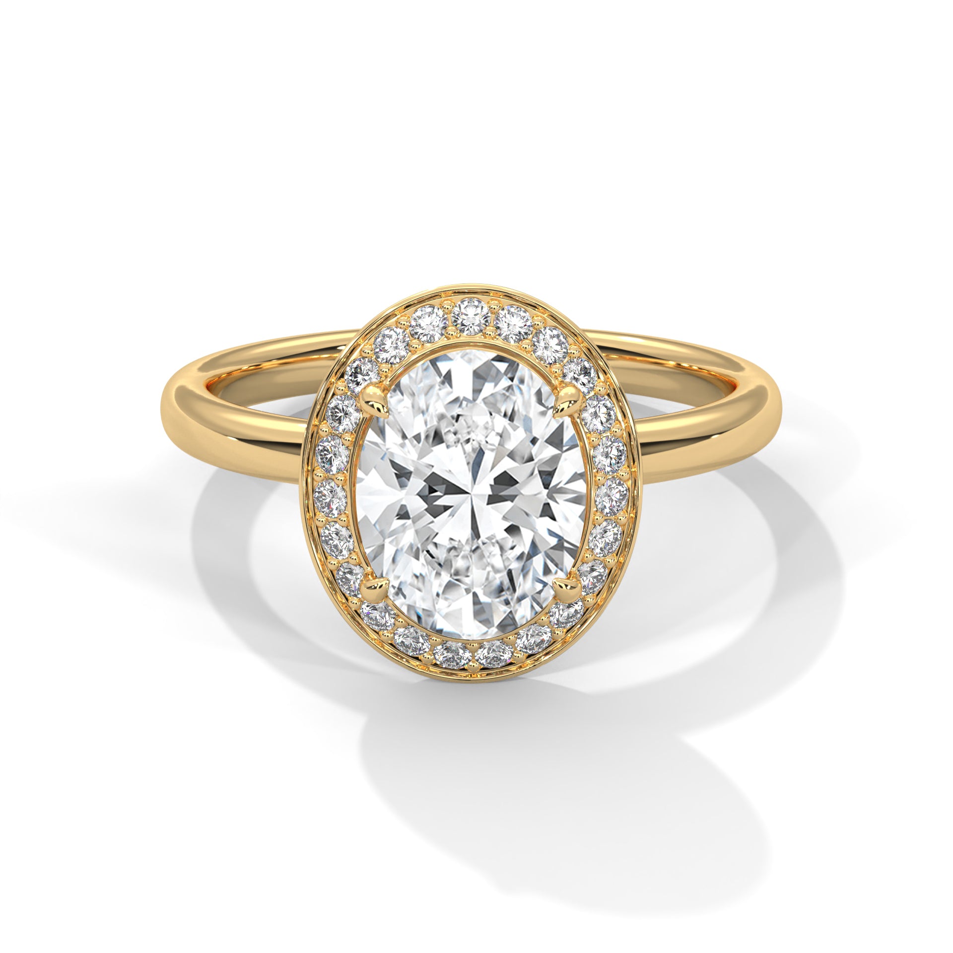 Rose Gold Oval Cut Pavé Halo Solitaire Engagement & Anniversary Ring
