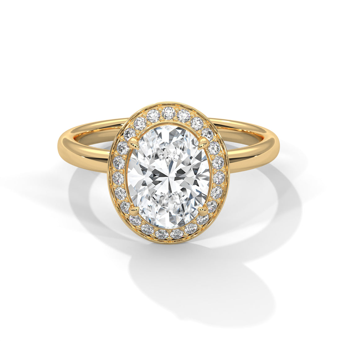 Rose Gold Oval Cut Pavé Halo Solitaire Engagement & Anniversary Ring