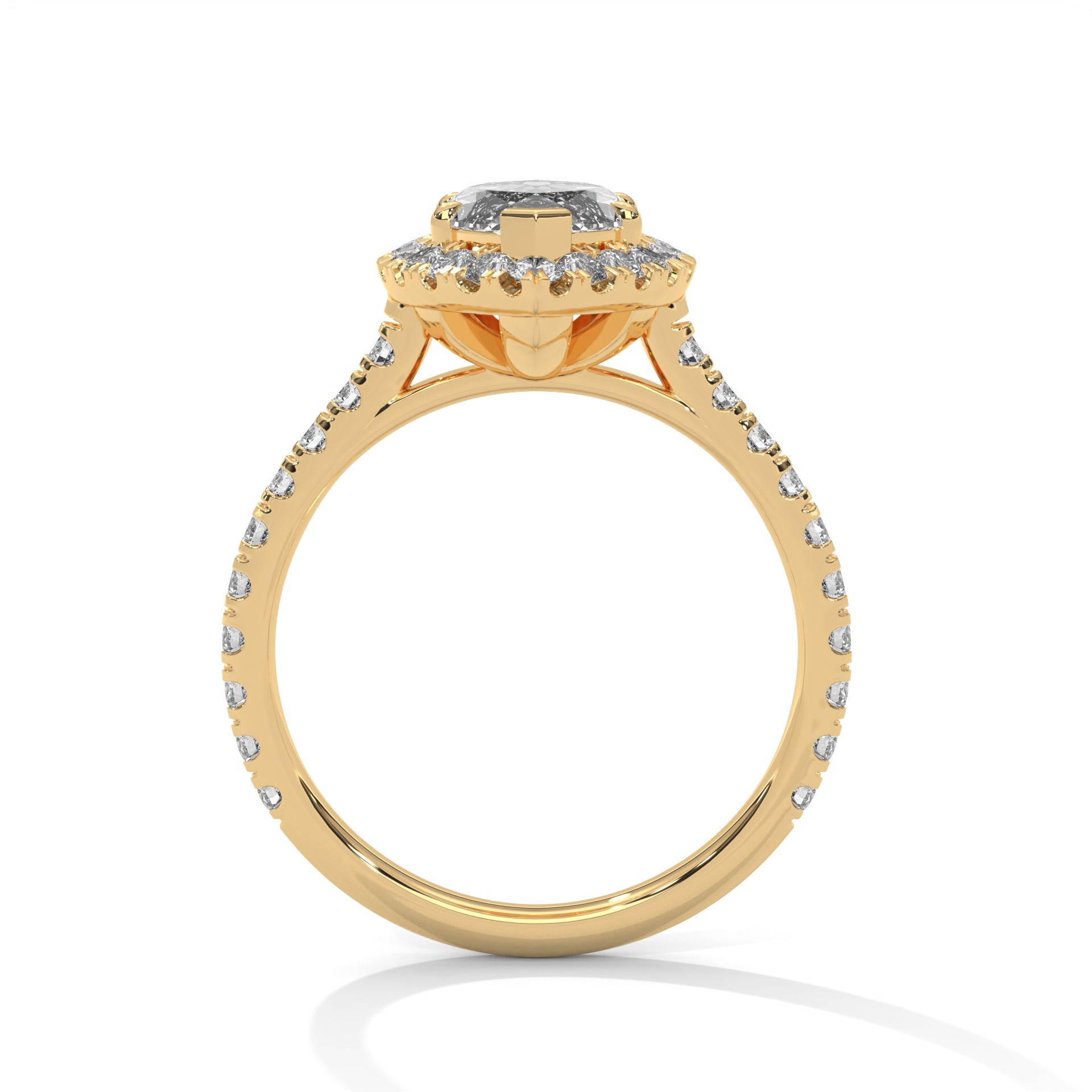 Rose Gold Marquise Cut V-Tip Halo Solitaire Engagement & Anniversary Ring