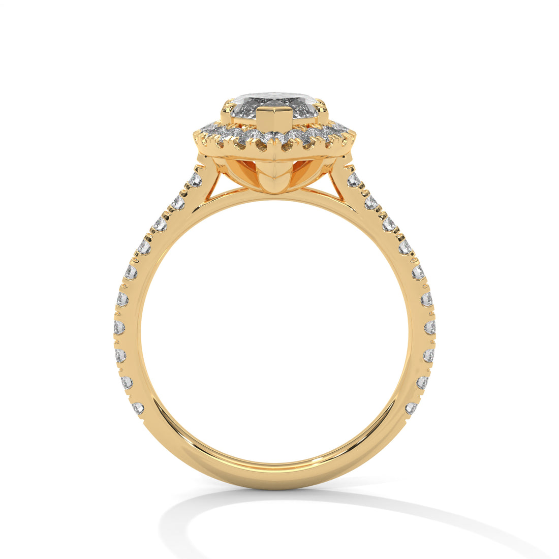 Rose Gold Marquise Cut V-Tip Halo Solitaire Engagement & Anniversary Ring