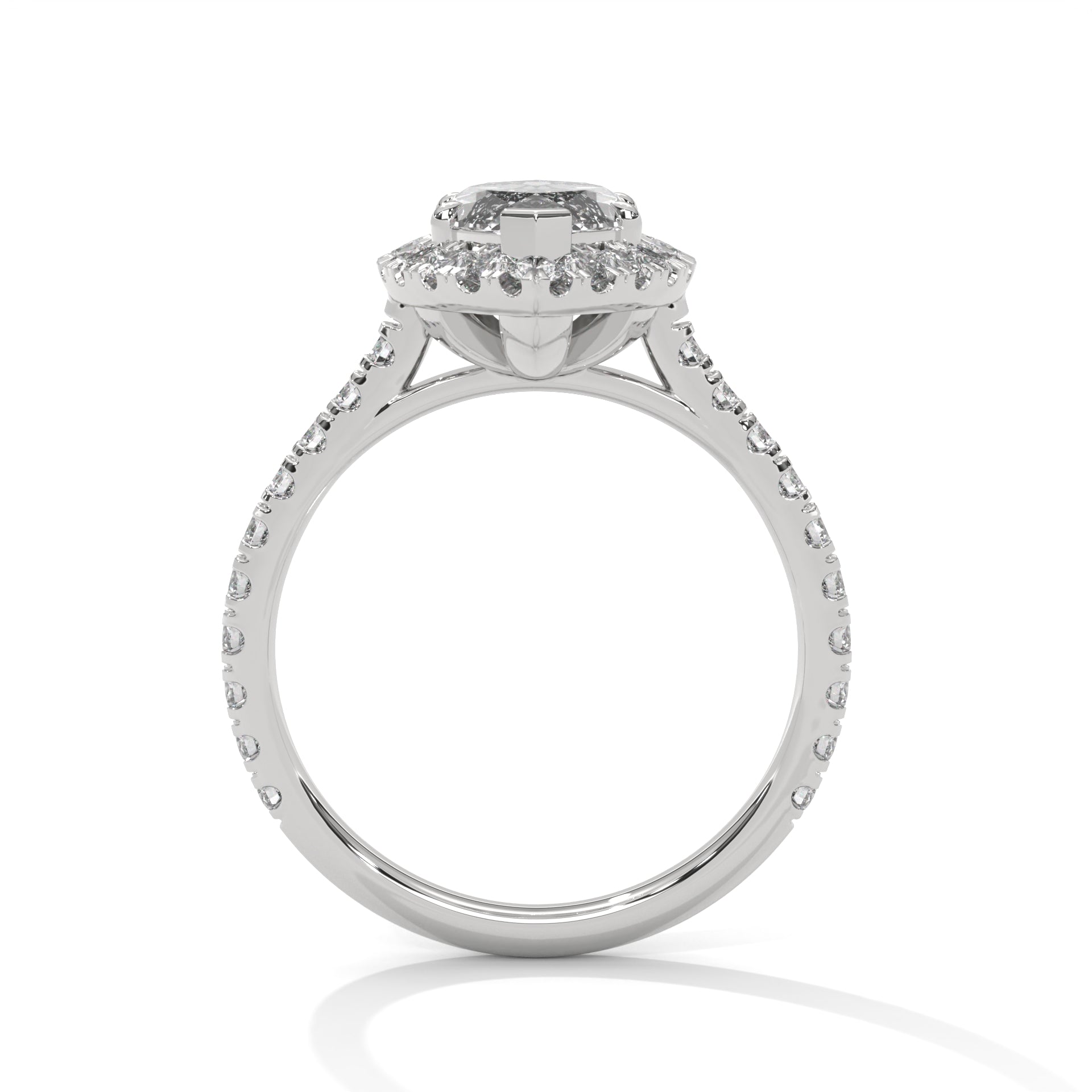 Rose Gold Marquise Cut V-Tip Halo Solitaire Engagement & Anniversary Ring