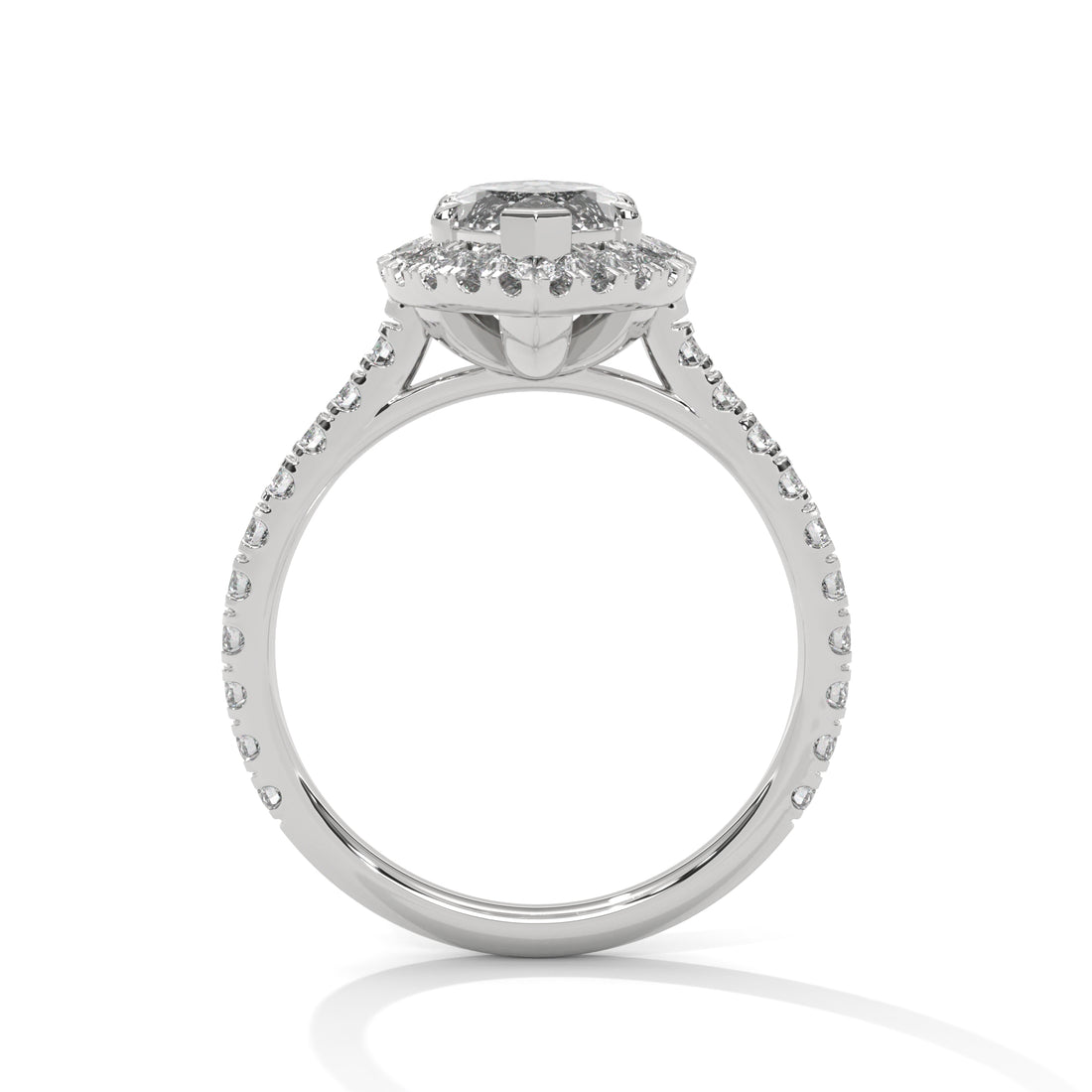 Rose Gold Marquise Cut V-Tip Halo Solitaire Engagement & Anniversary Ring