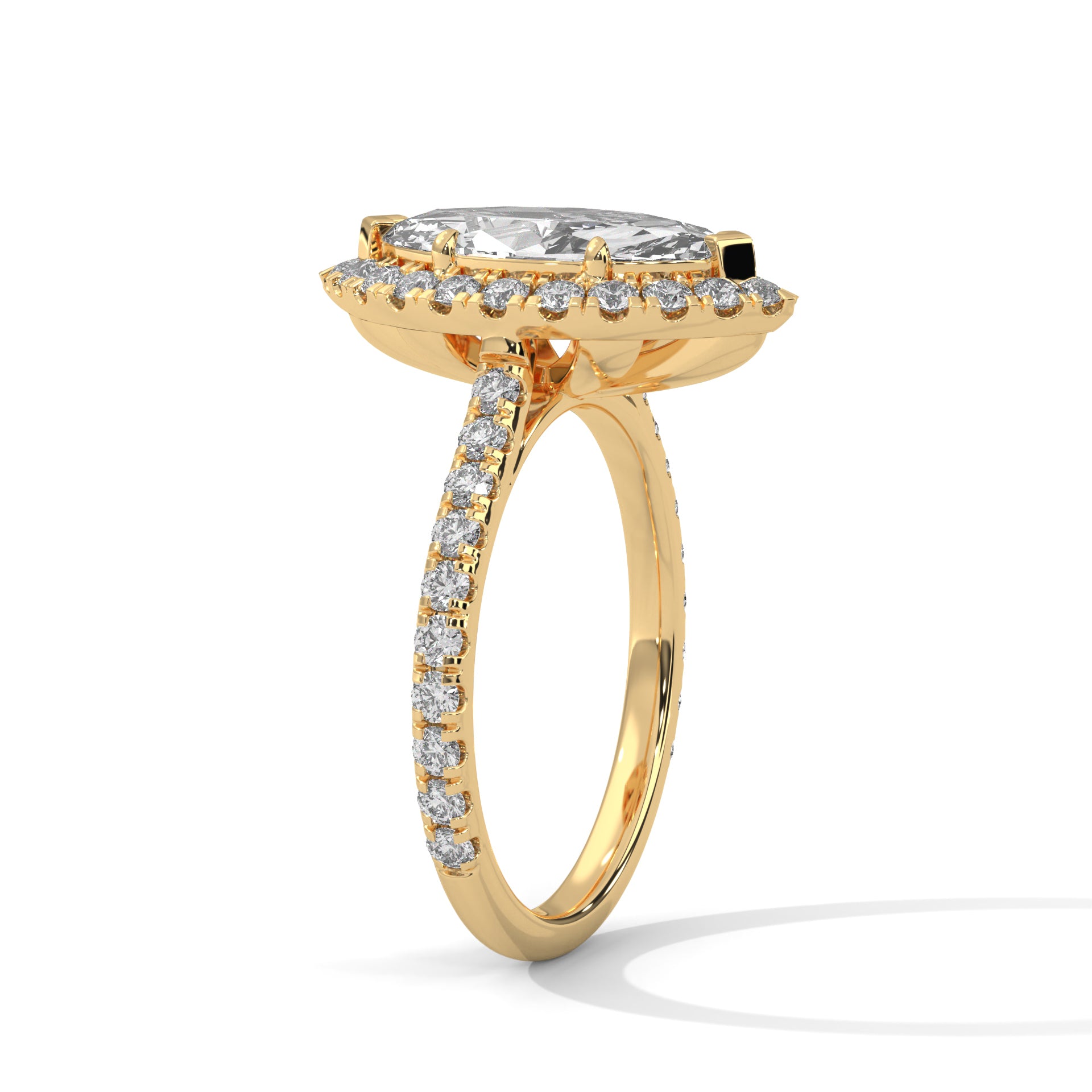 Rose Gold Marquise Cut V-Tip Halo Solitaire Engagement & Anniversary Ring