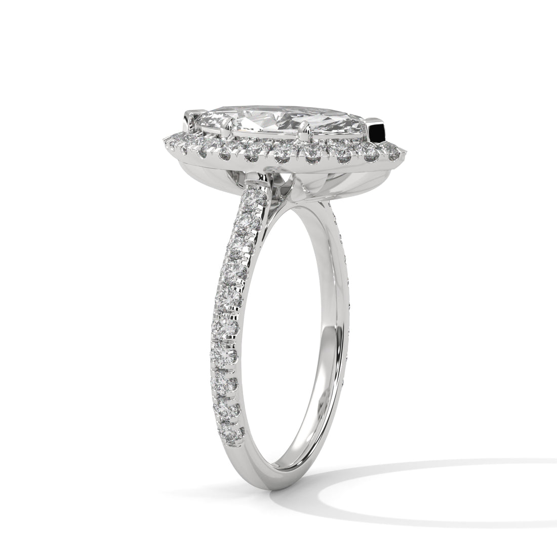 Rose Gold Marquise Cut V-Tip Halo Solitaire Engagement & Anniversary Ring