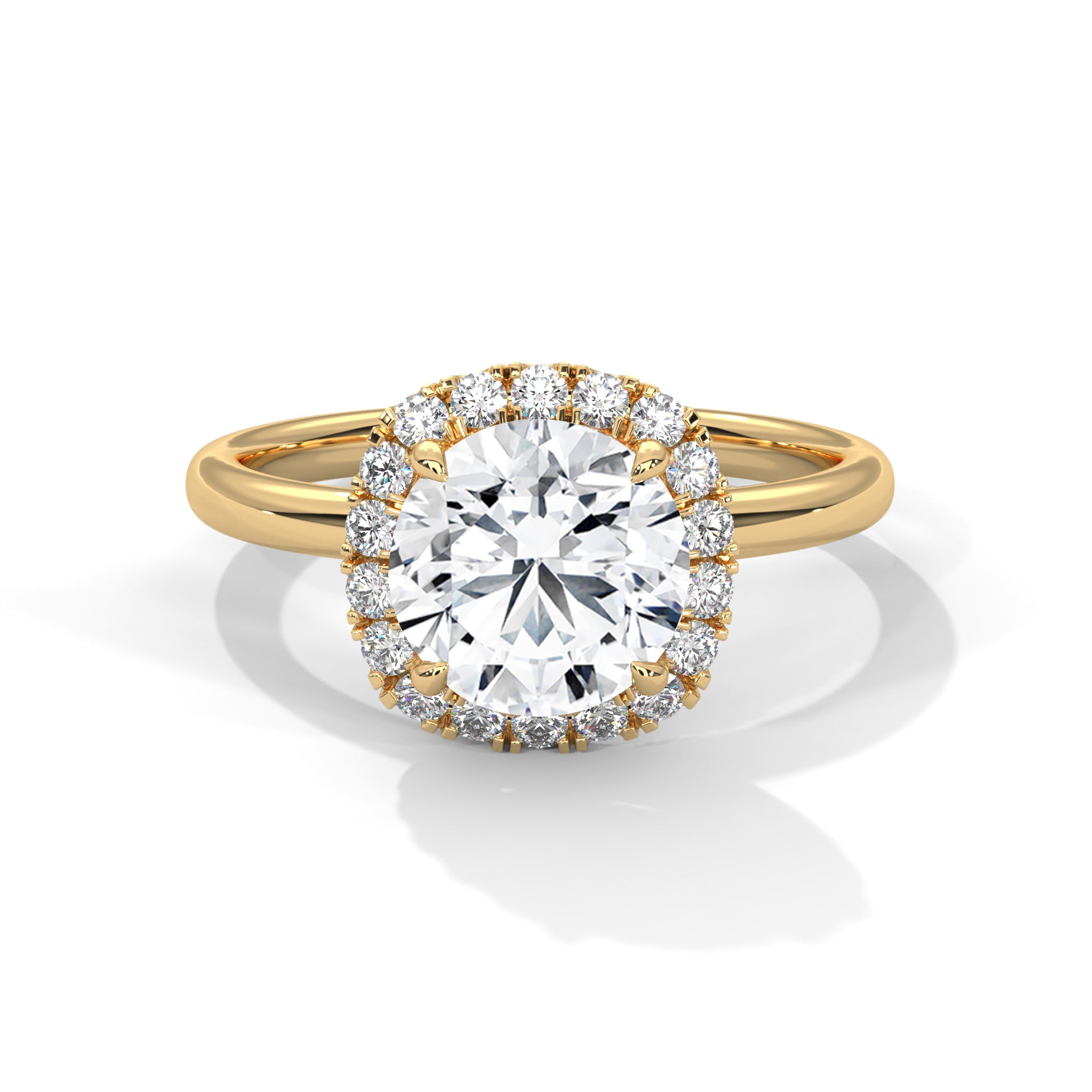 Rose Gold Round Cut Halo Solitaire Engagement & Anniversary Ring