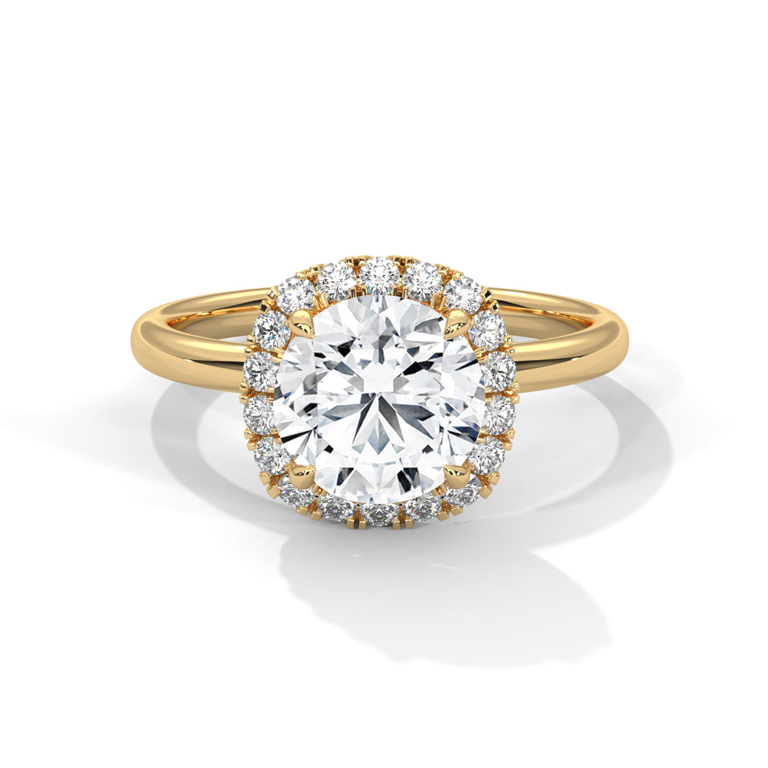 Rose Gold Round Cut Halo Solitaire Engagement & Anniversary Ring