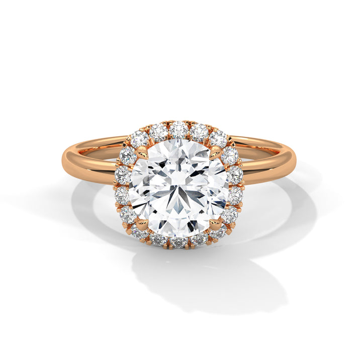 Rose Gold Round Cut Halo Solitaire Engagement & Anniversary Ring