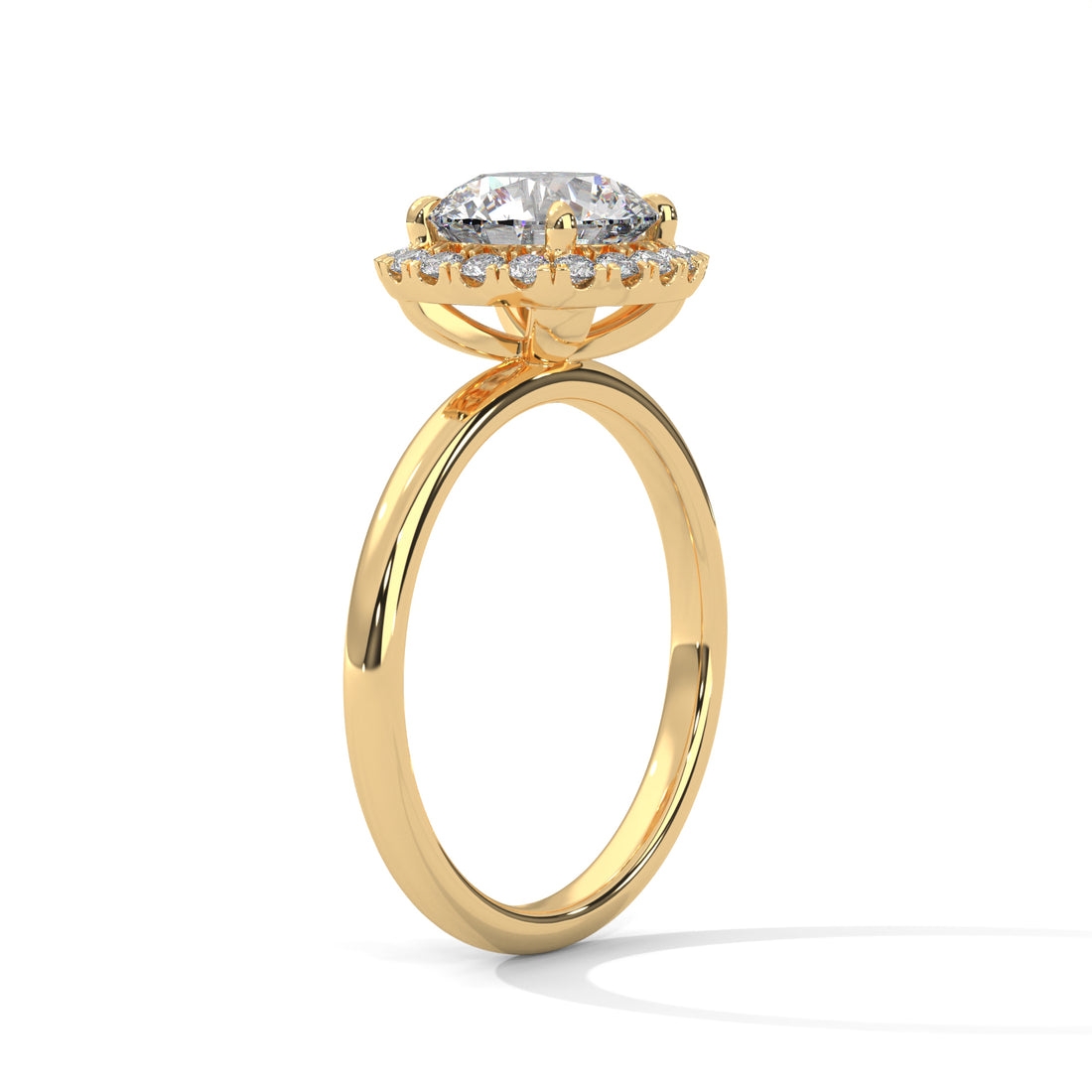 Rose Gold Round Cut Halo Solitaire Engagement & Anniversary Ring