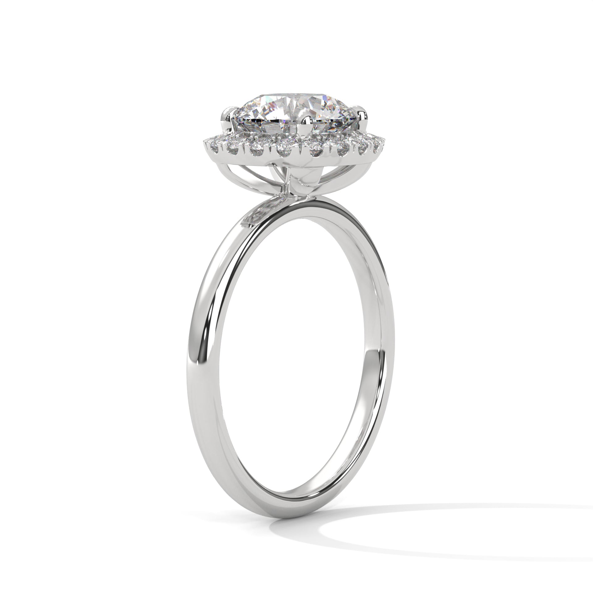 Rose Gold Round Cut Halo Solitaire Engagement & Anniversary Ring
