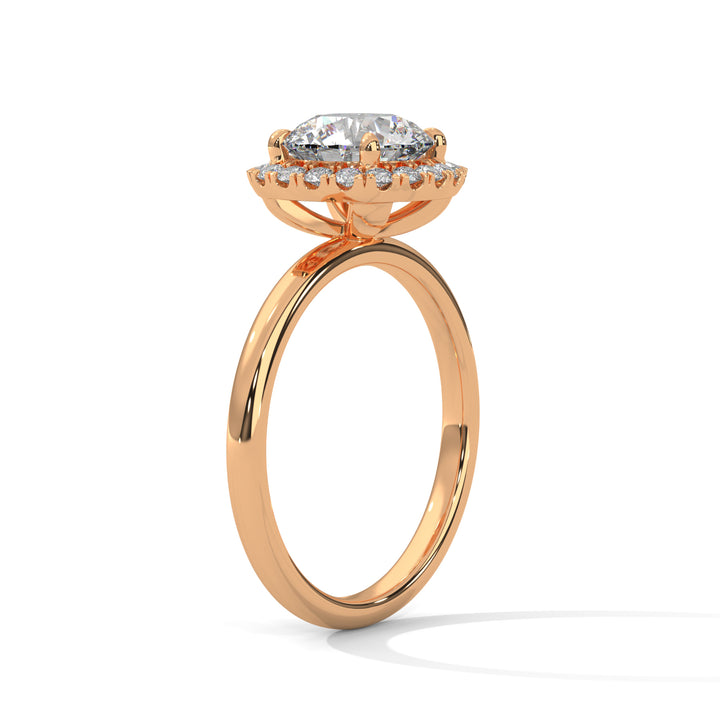 Rose Gold Round Cut Halo Solitaire Engagement & Anniversary Ring