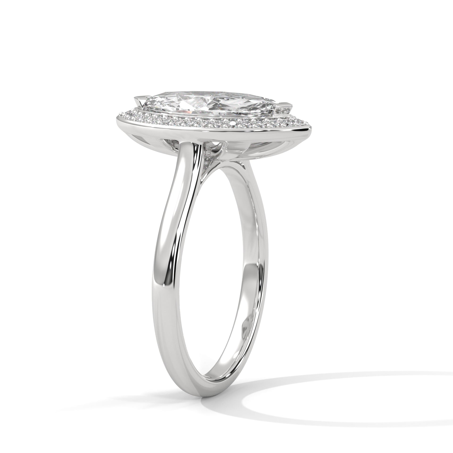 Rose Gold Marquise Cut V-Tip Halo Solitaire Engagement & Anniversary Ring