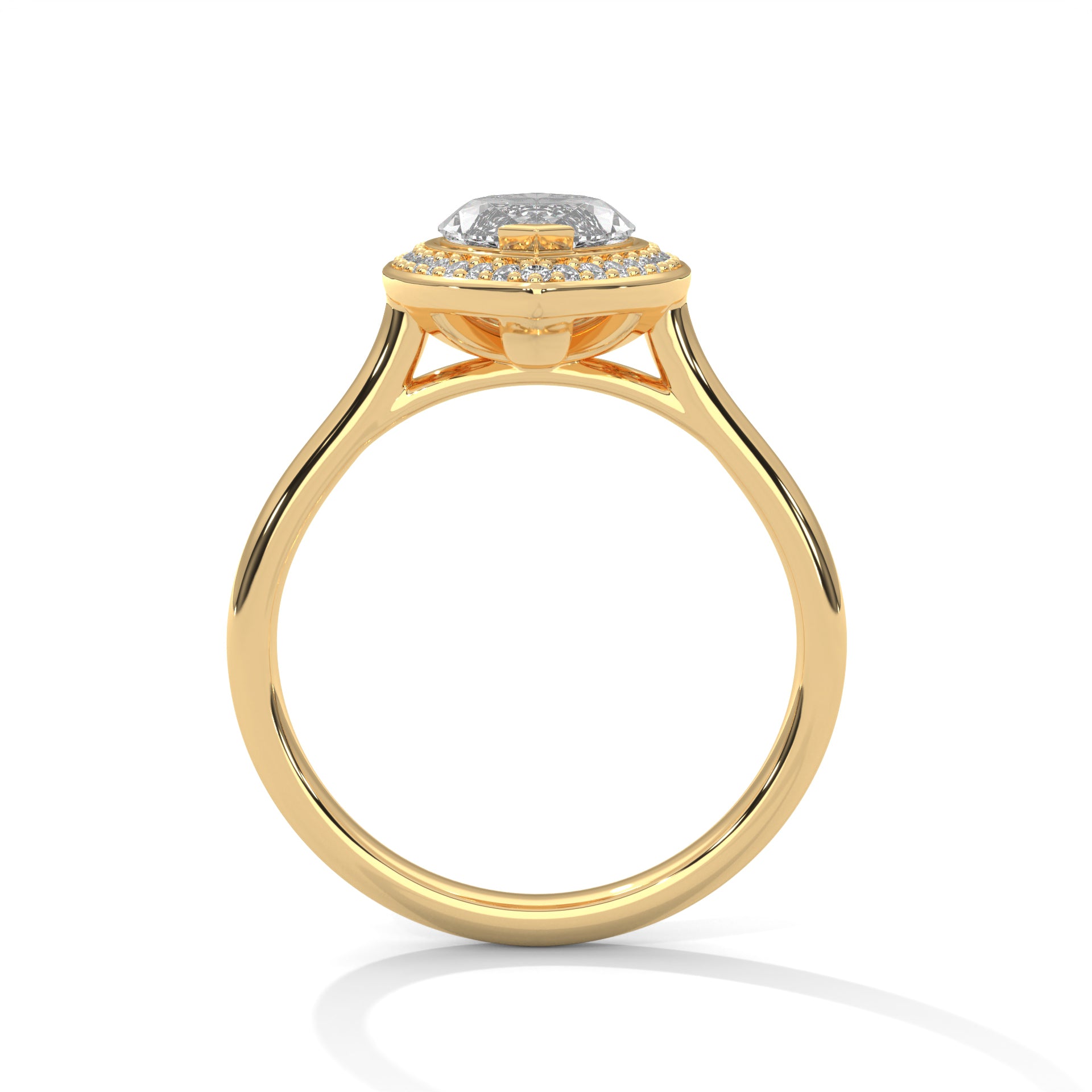 Rose Gold Marquise Cut V-Tip Halo Solitaire Engagement & Anniversary Ring