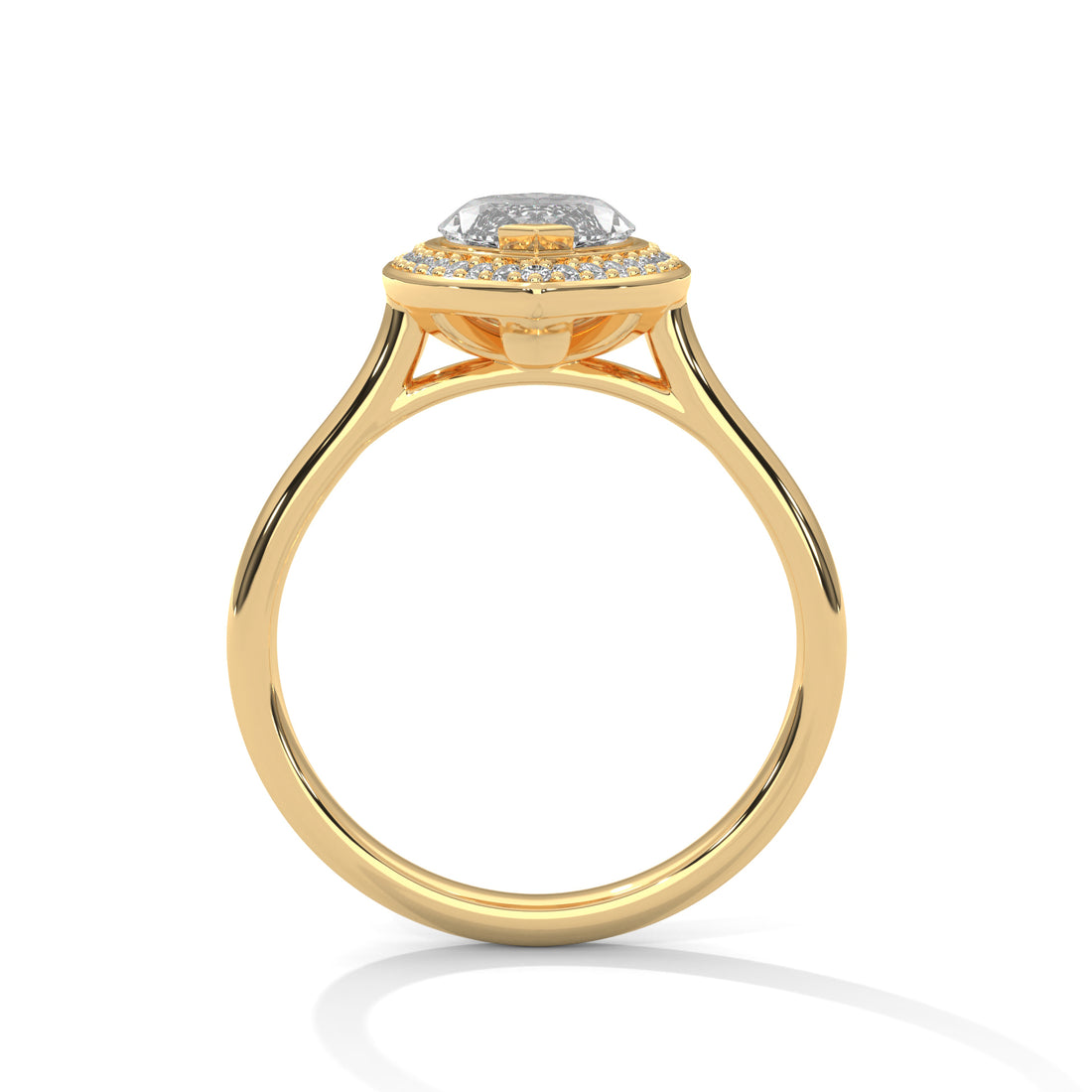 Rose Gold Marquise Cut V-Tip Halo Solitaire Engagement & Anniversary Ring