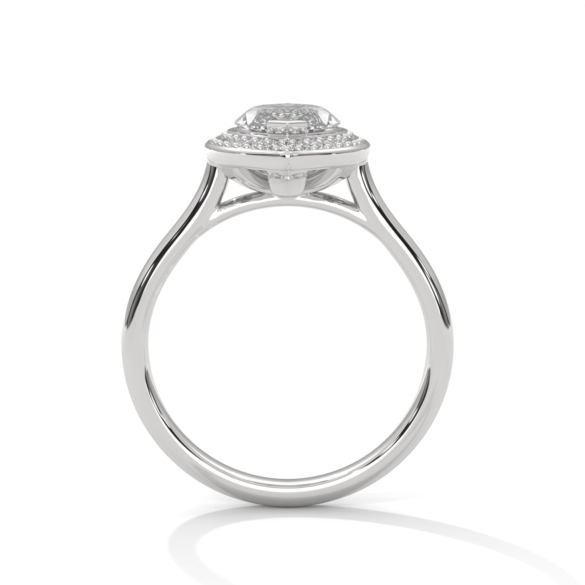 Rose Gold Marquise Cut V-Tip Halo Solitaire Engagement & Anniversary Ring