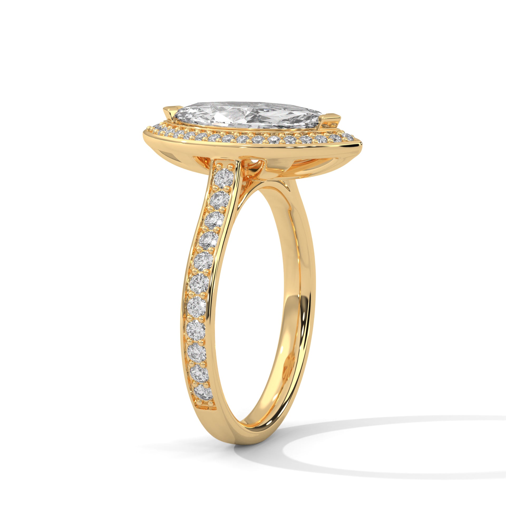 Rose Gold Marquise Cut V-Tip Halo Pavé Engagement & Anniversary Ring
