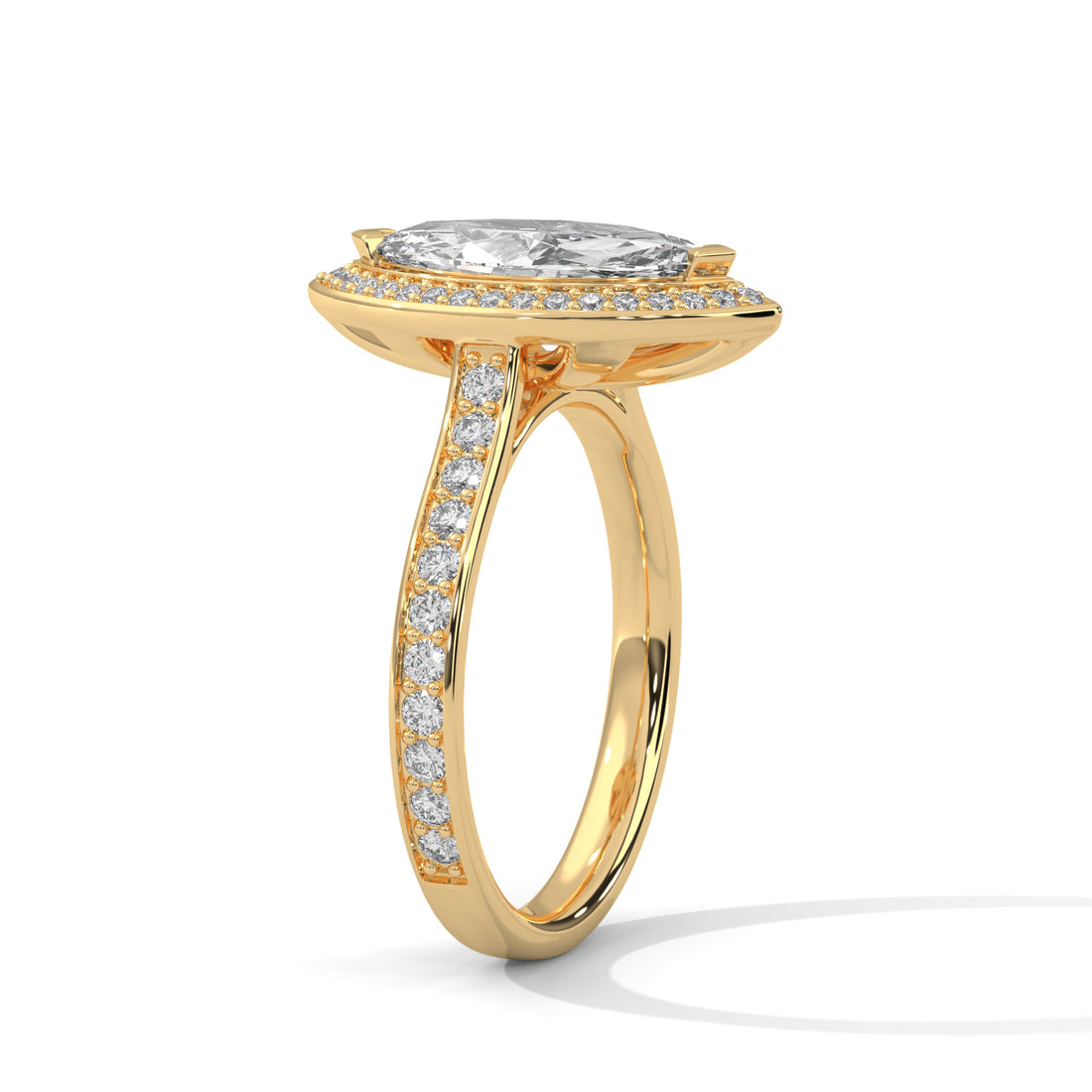 Rose Gold Marquise Cut V-Tip Halo Pavé Engagement & Anniversary Ring