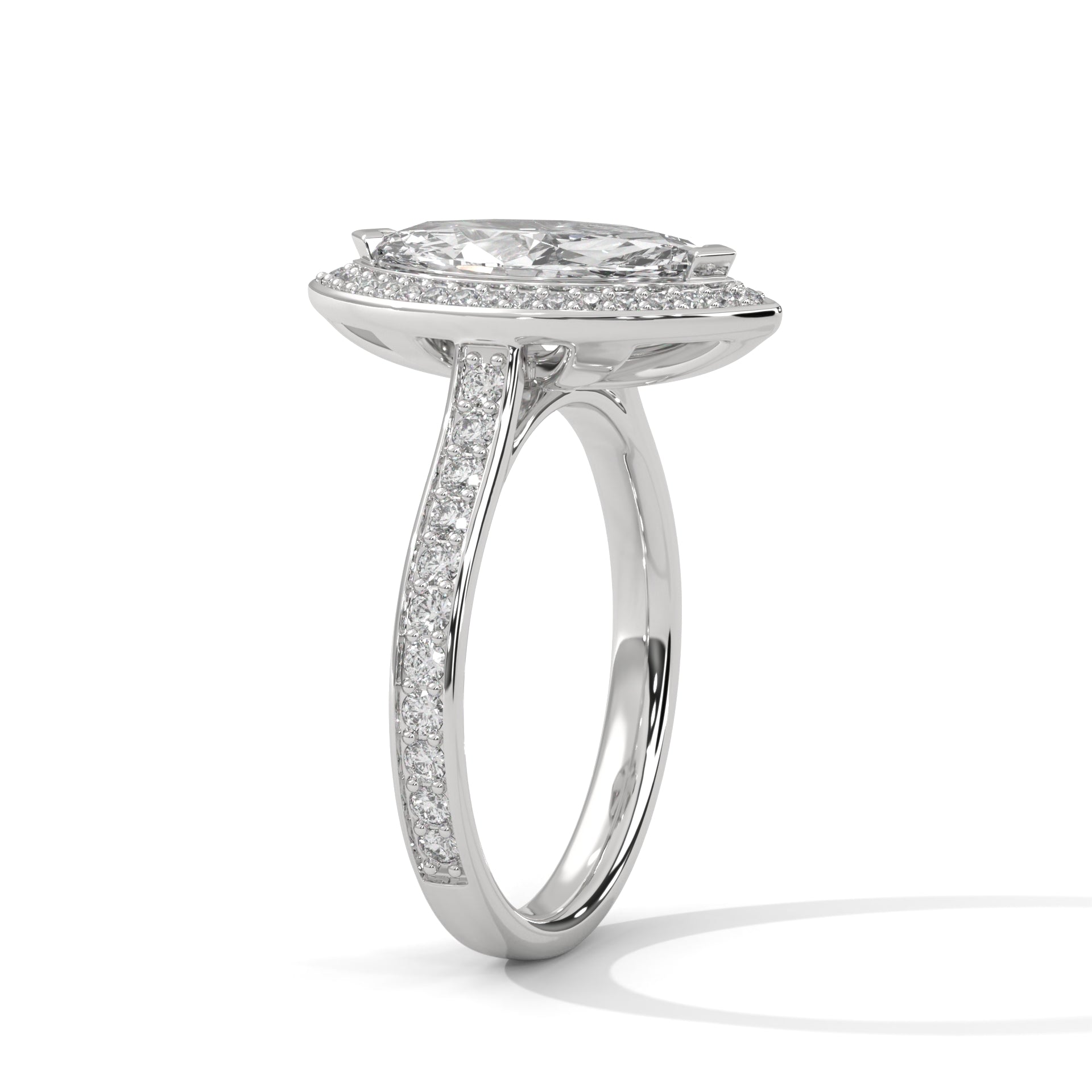 Rose Gold Marquise Cut V-Tip Halo Pavé Engagement & Anniversary Ring