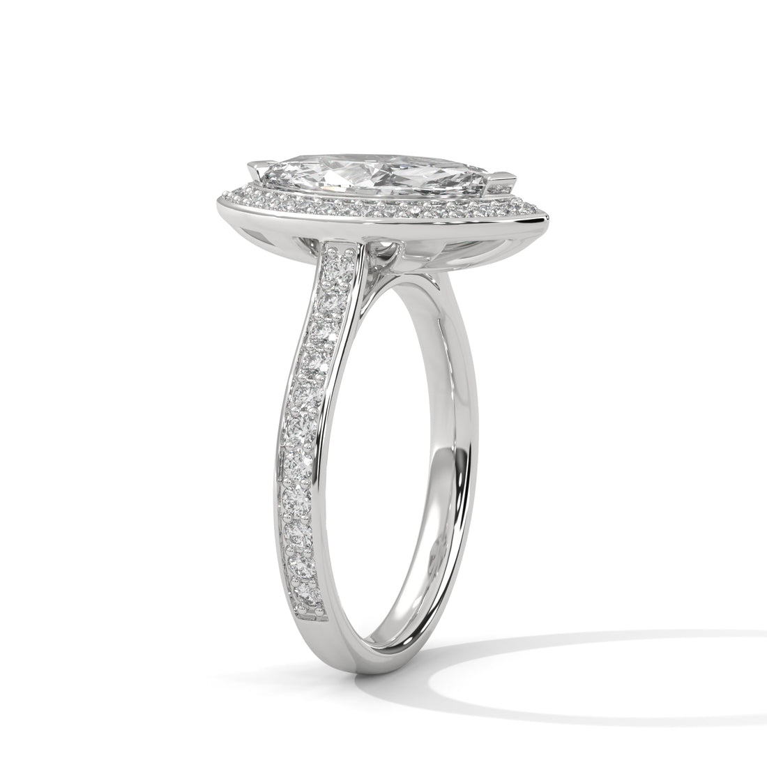 Rose Gold Marquise Cut V-Tip Halo Pavé Engagement & Anniversary Ring
