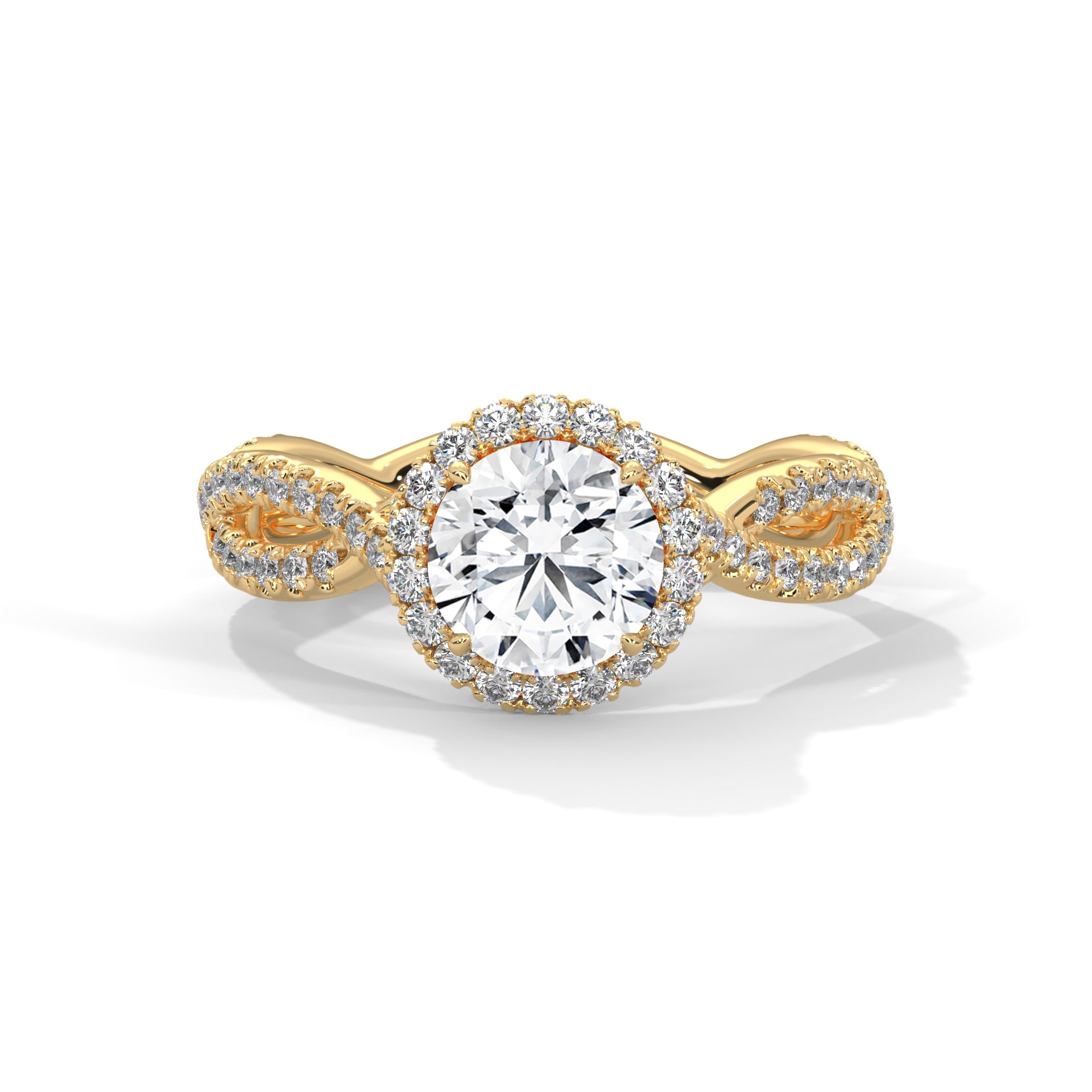 Rose Gold Round Cut Halo Infinity Twist Pavé Engagement & Anniversary Ring