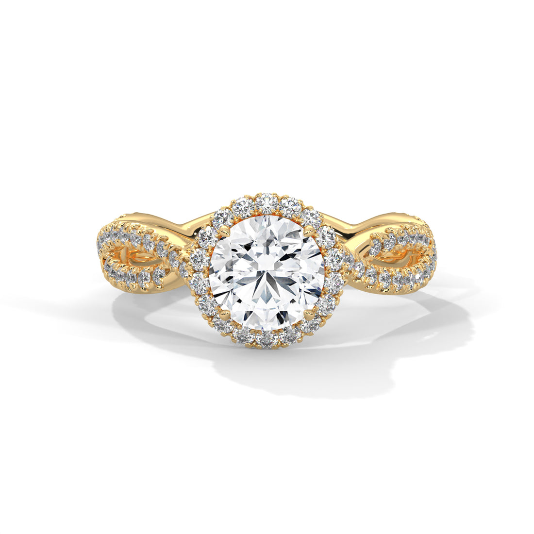 Rose Gold Round Cut Halo Infinity Twist Pavé Engagement & Anniversary Ring
