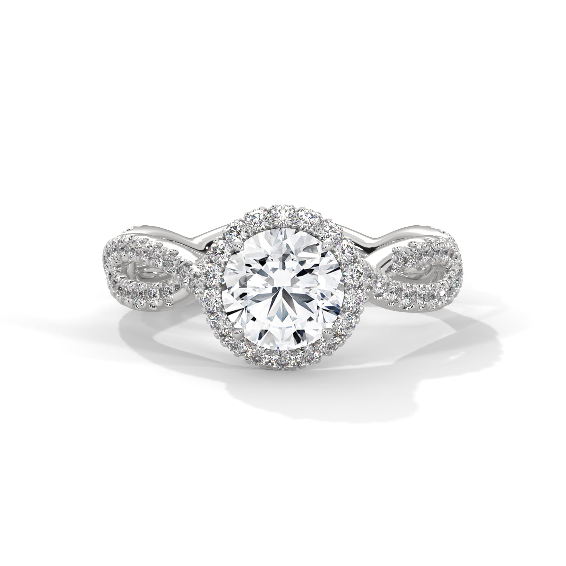 Rose Gold Round Cut Halo Infinity Twist Pavé Engagement & Anniversary Ring