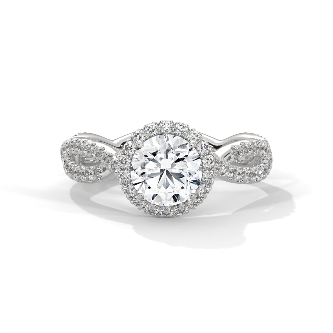 Rose Gold Round Cut Halo Infinity Twist Pavé Engagement & Anniversary Ring