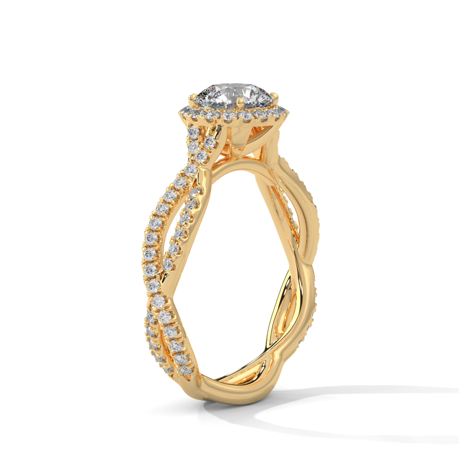 Rose Gold Round Cut Halo Infinity Twist Pavé Engagement & Anniversary Ring