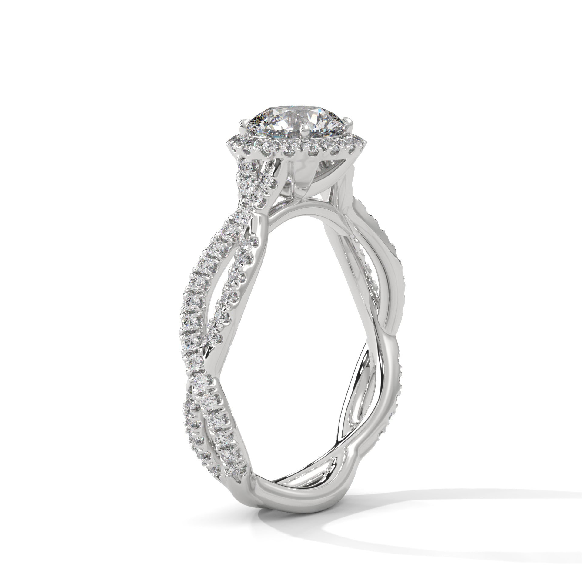 Rose Gold Round Cut Halo Infinity Twist Pavé Engagement & Anniversary Ring