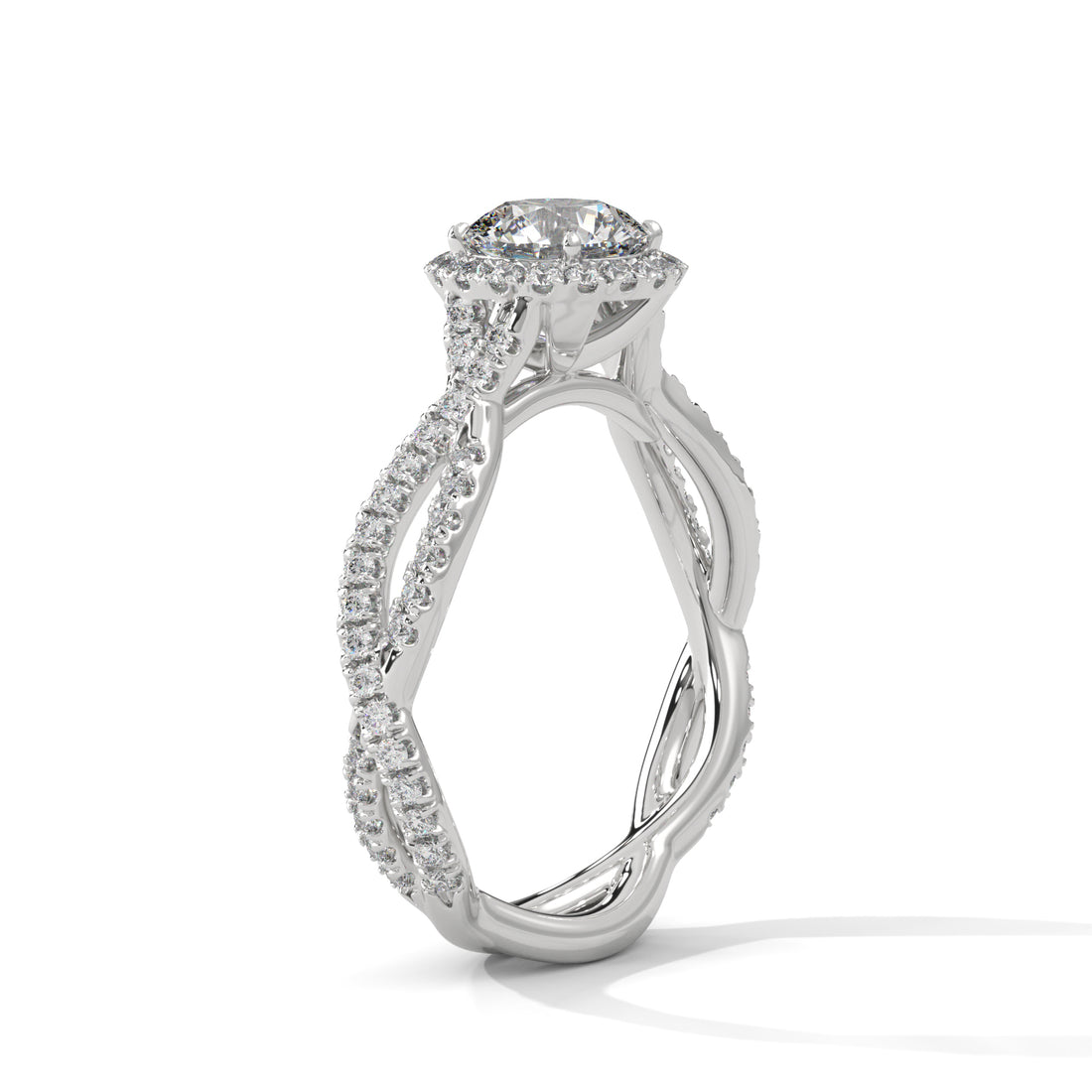 Rose Gold Round Cut Halo Infinity Twist Pavé Engagement & Anniversary Ring