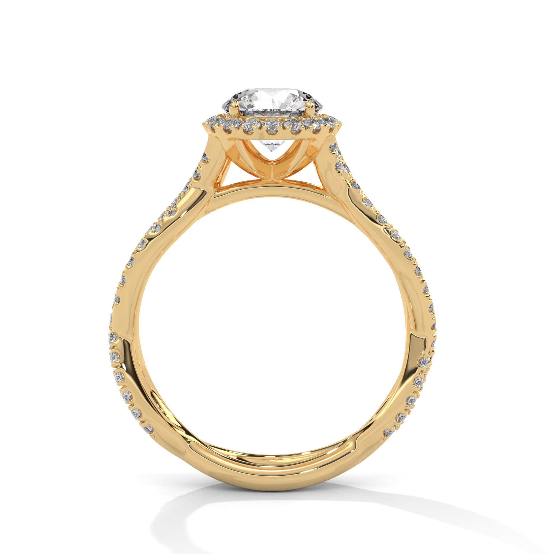 Rose Gold Round Cut Halo Infinity Twist Pavé Engagement & Anniversary Ring