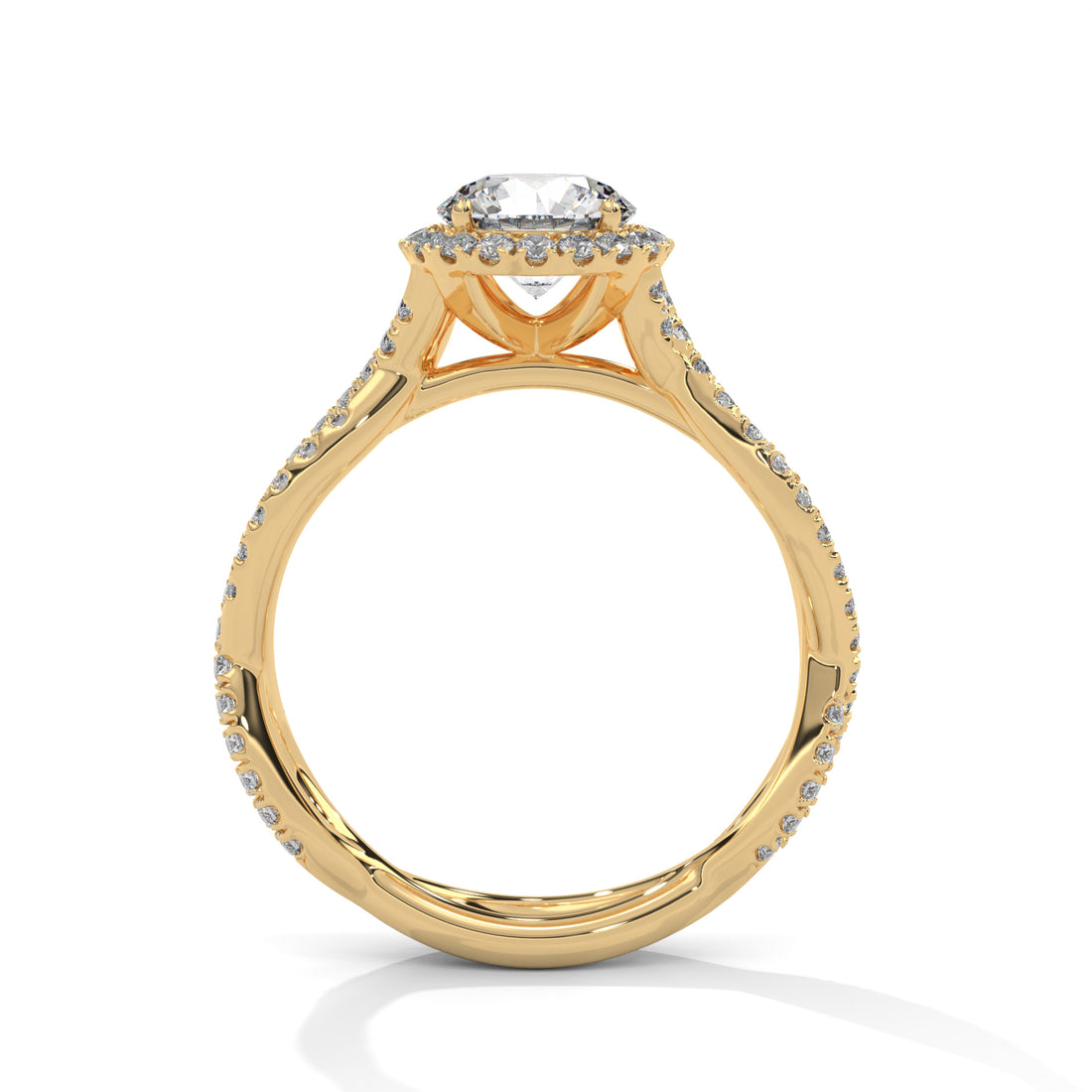 Rose Gold Round Cut Halo Infinity Twist Pavé Engagement & Anniversary Ring