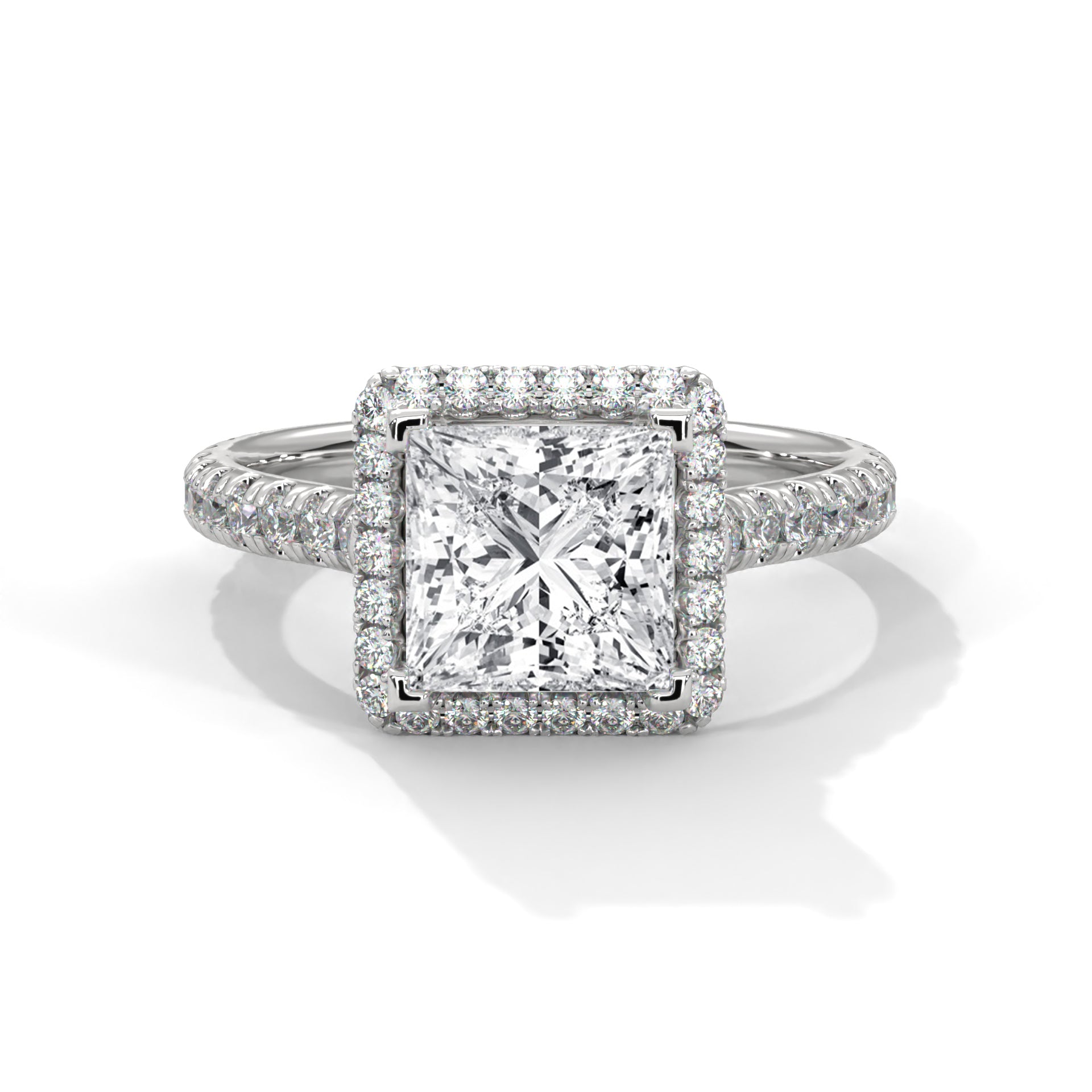 Rose Gold Princess Cut Halo Pavé Cathedral Engagement & Anniversary Ring