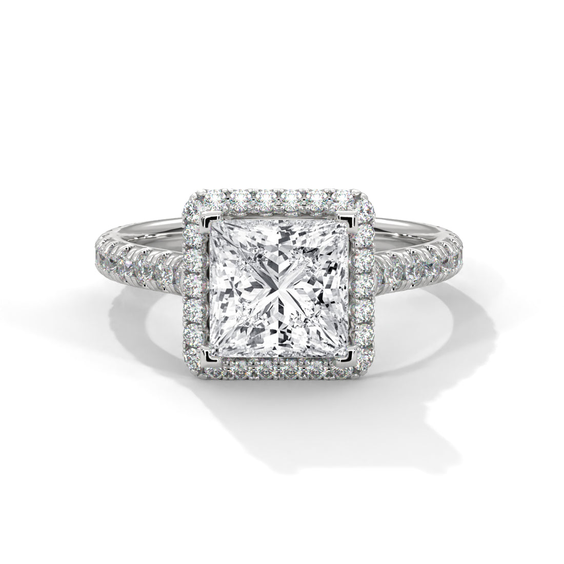 Rose Gold Princess Cut Halo Pavé Cathedral Engagement & Anniversary Ring