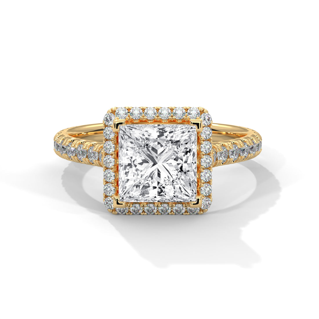 Rose Gold Princess Cut Halo Pavé Cathedral Engagement & Anniversary Ring