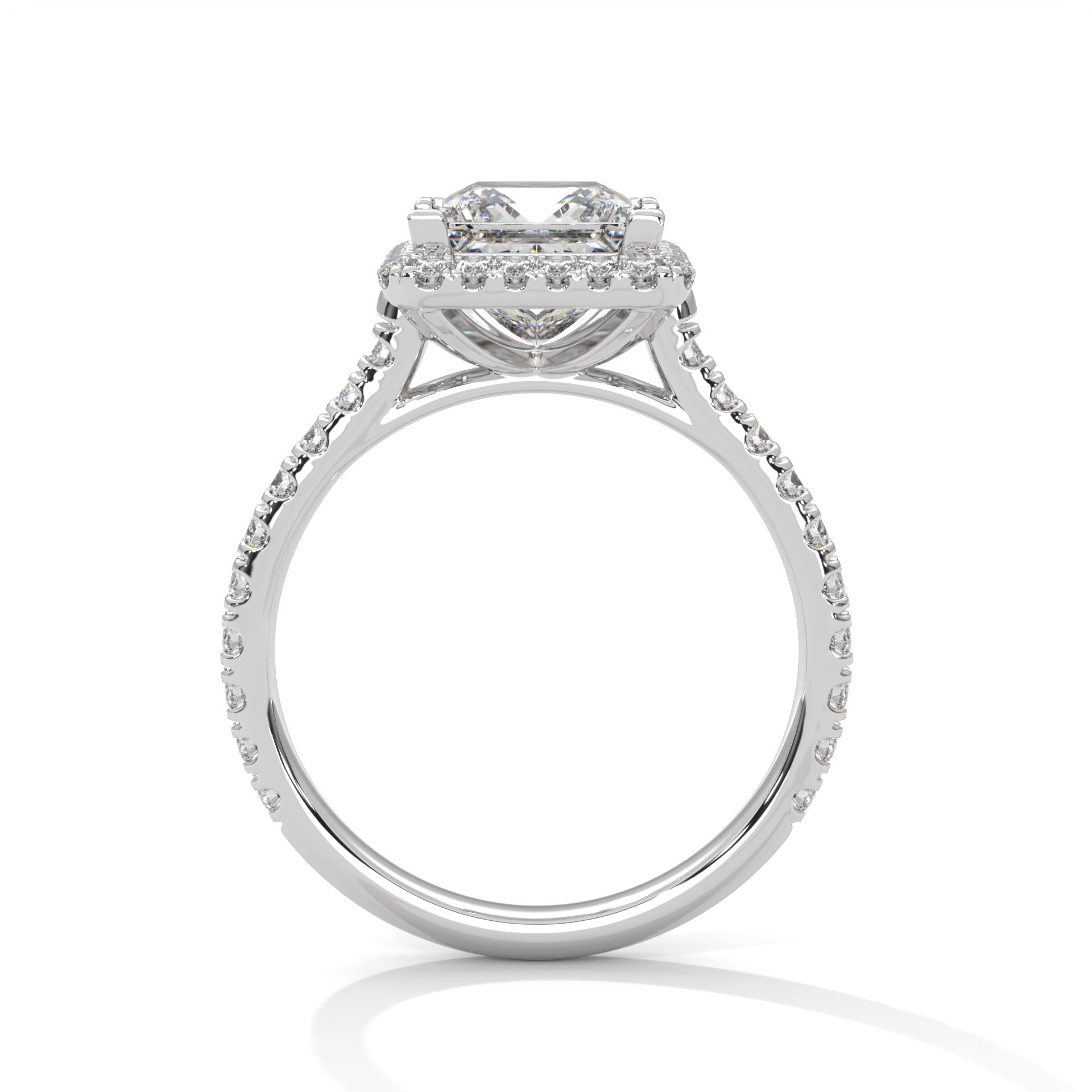 Rose Gold Princess Cut Halo Pavé Cathedral Engagement & Anniversary Ring