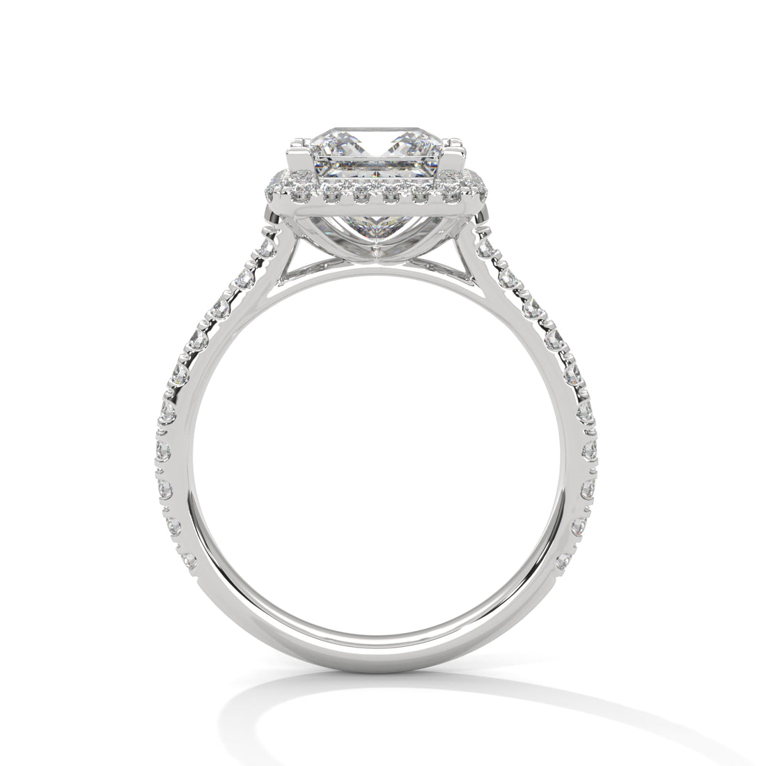 Rose Gold Princess Cut Halo Pavé Cathedral Engagement & Anniversary Ring